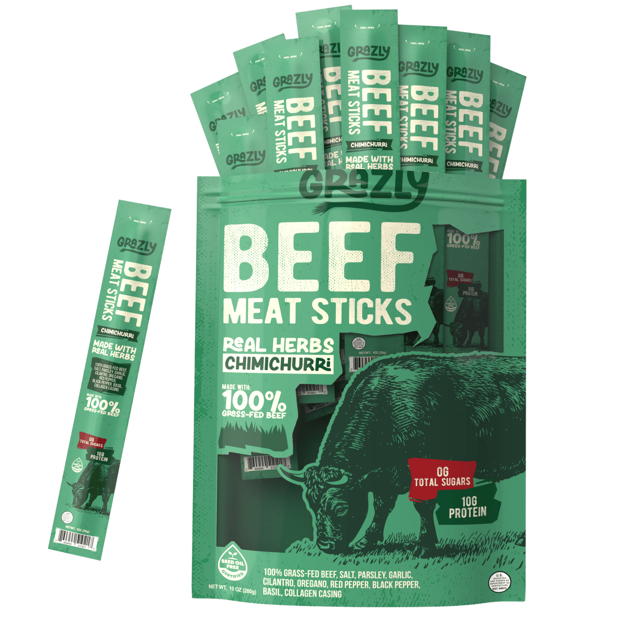 Grazly Chimichurri Beef Meat Sticks