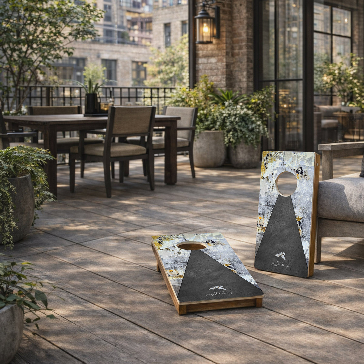 1ft x 2ft Graphic Travel Cornhole Set | Modern Play Collection