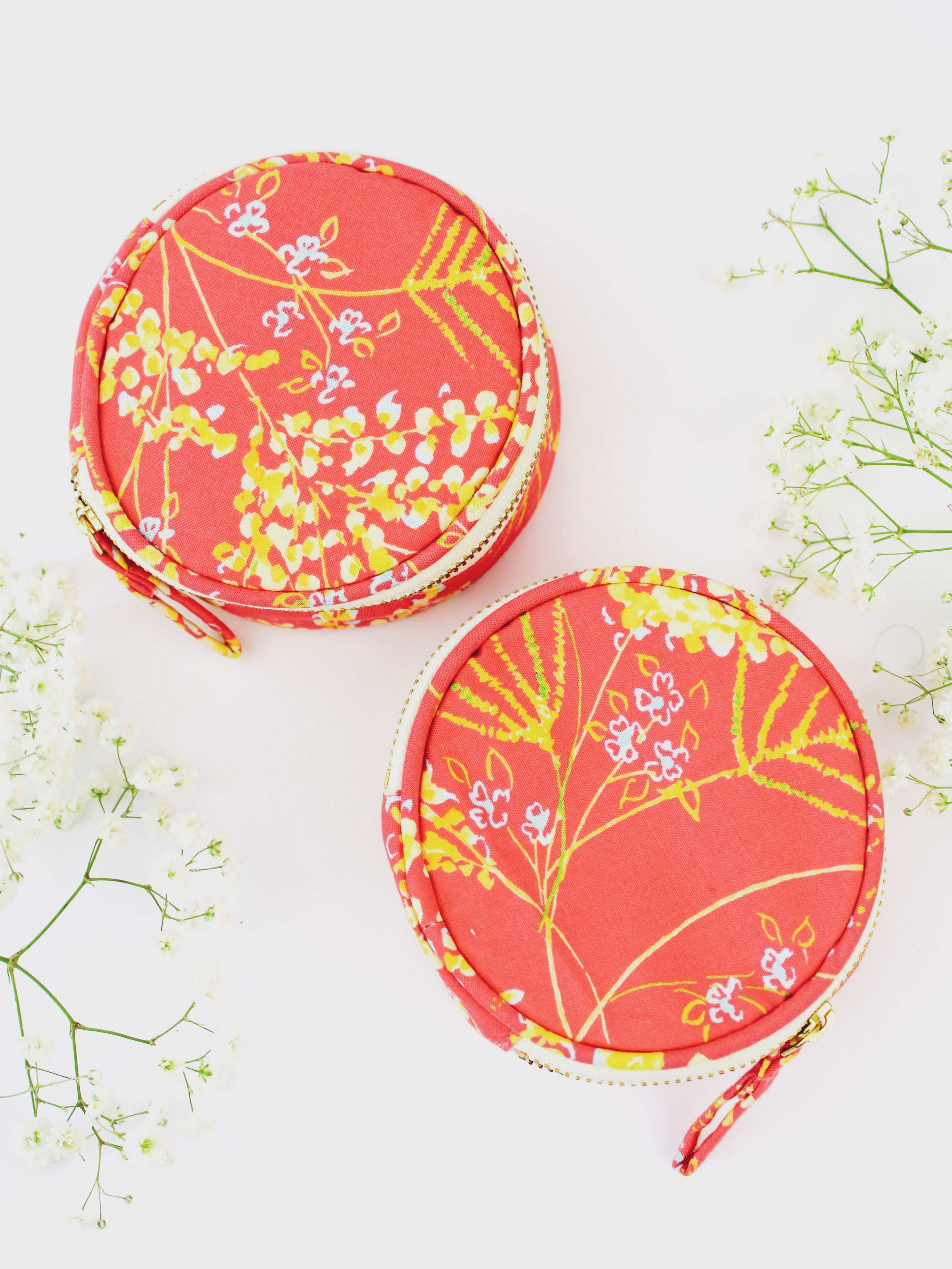 Coral Meadow Flowers Jewelry Pouch - My American Goods