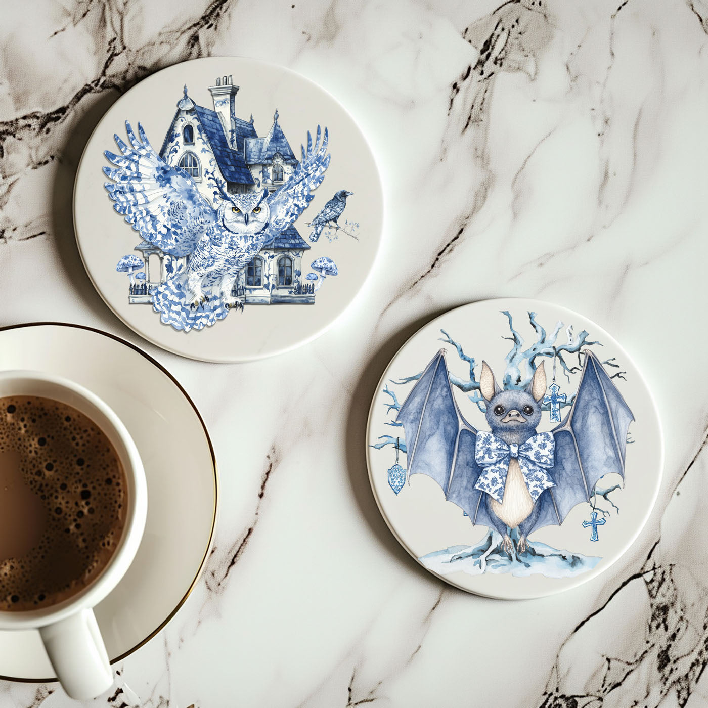 Chinoiserie Halloween Coasters - My American Goods