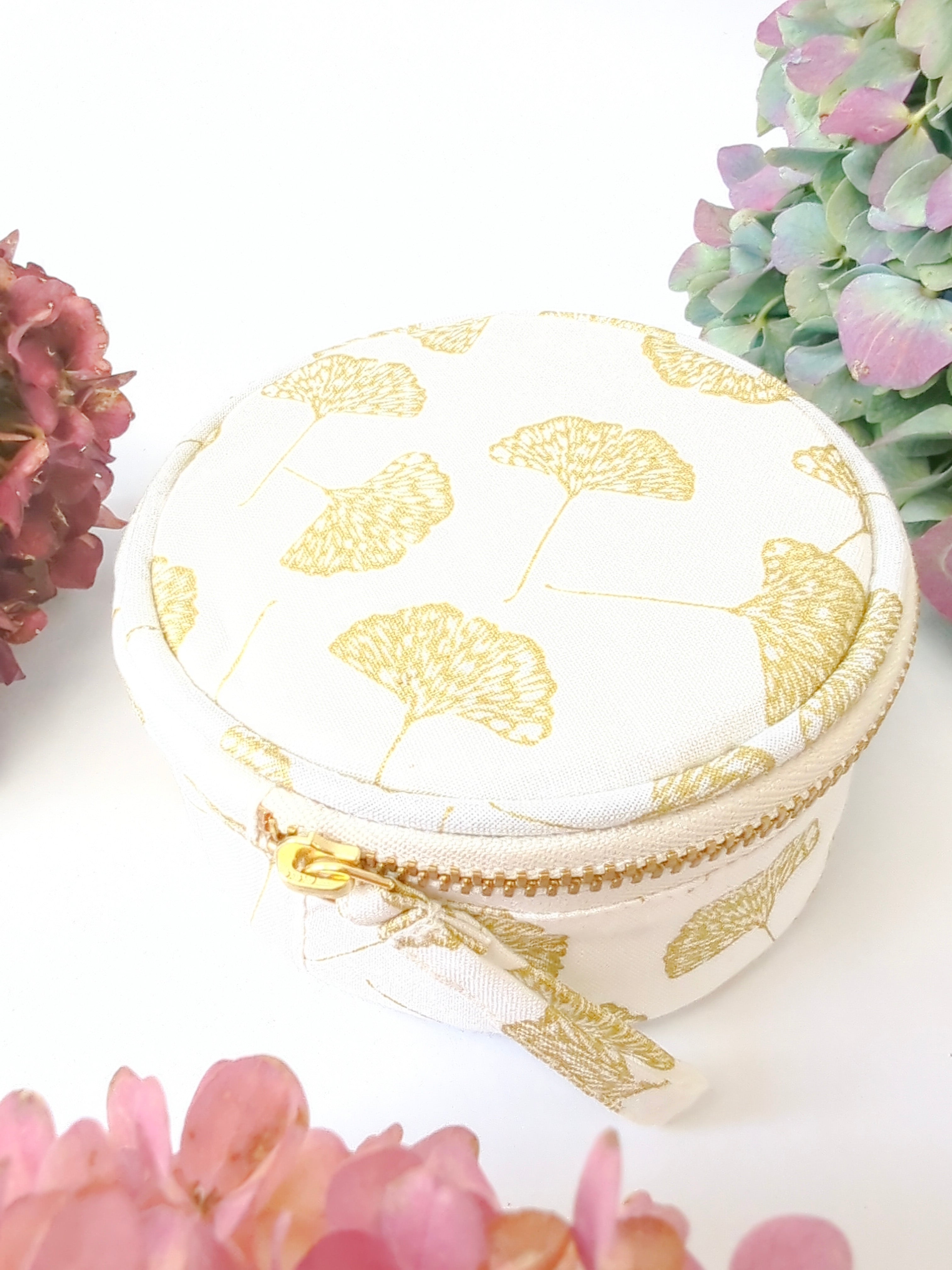 Gold Ginkgo Jewelry Pouch - My American Goods
