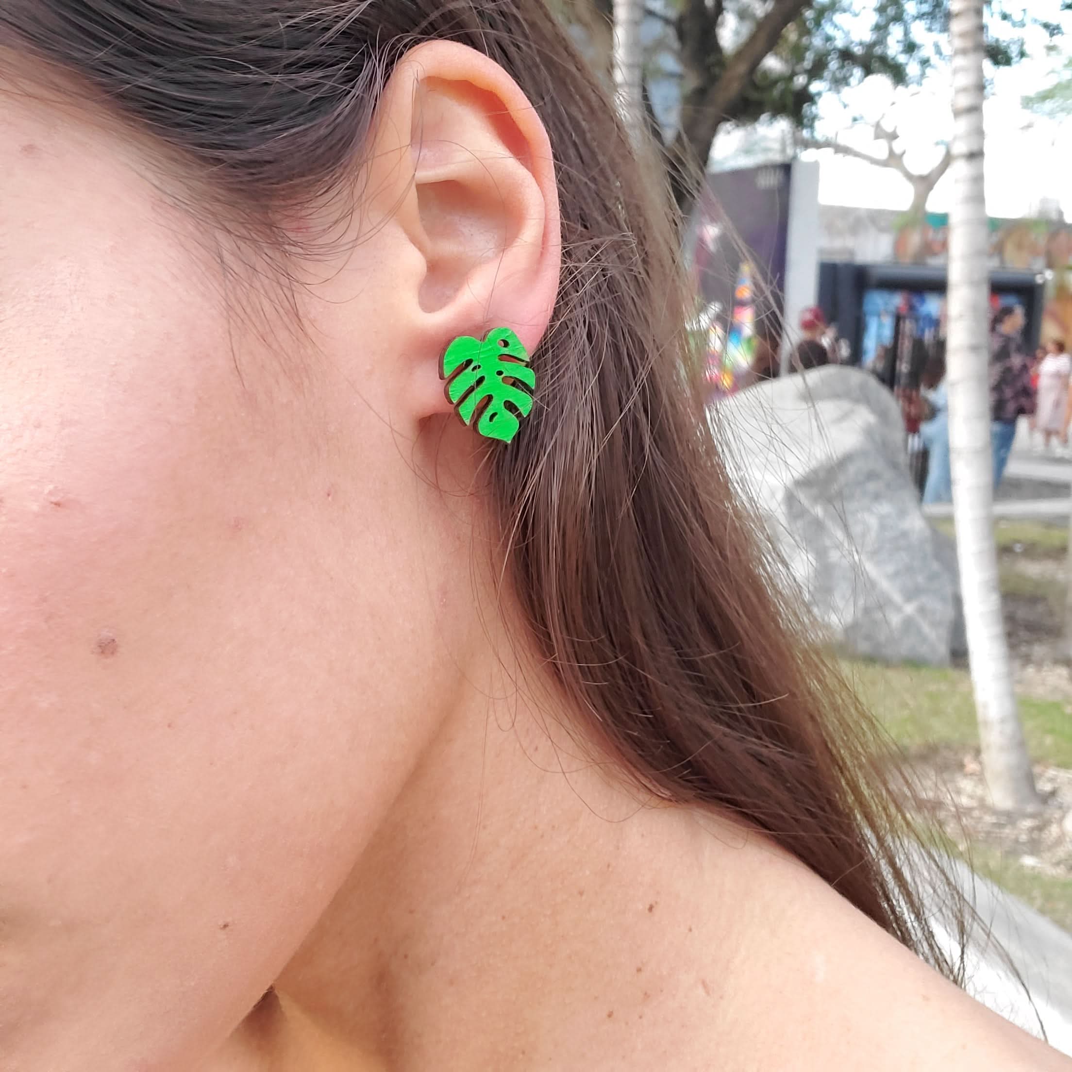LE CHIC MIAMI Earrings Monstera Stud Earrings - 4 Colors Available