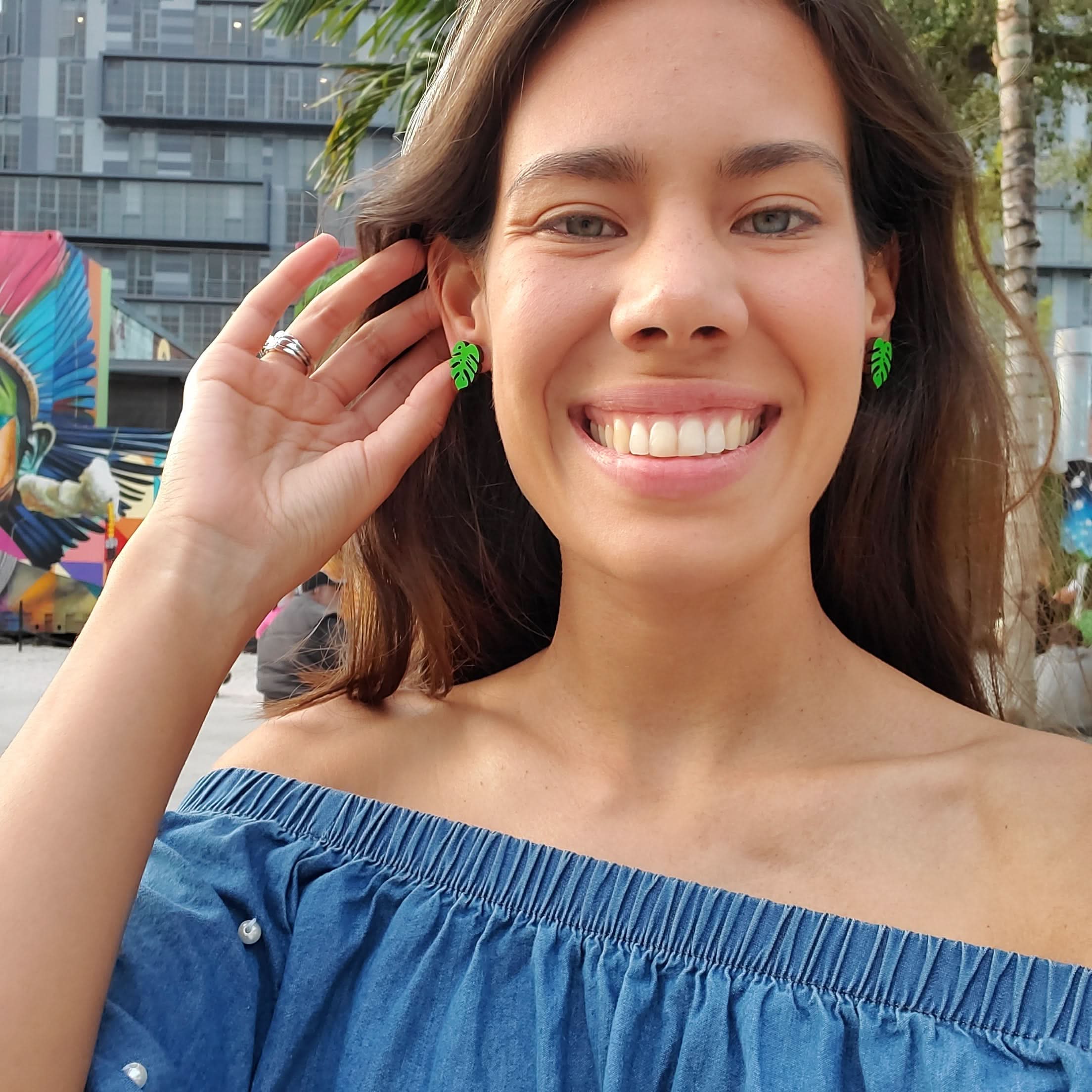 LE CHIC MIAMI Earrings Monstera Stud Earrings - 4 Colors Available