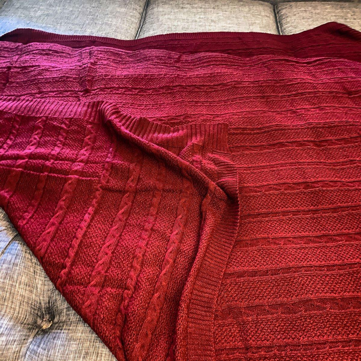 Gia Roma Throw Blanket Claret Knit Sweater Throw