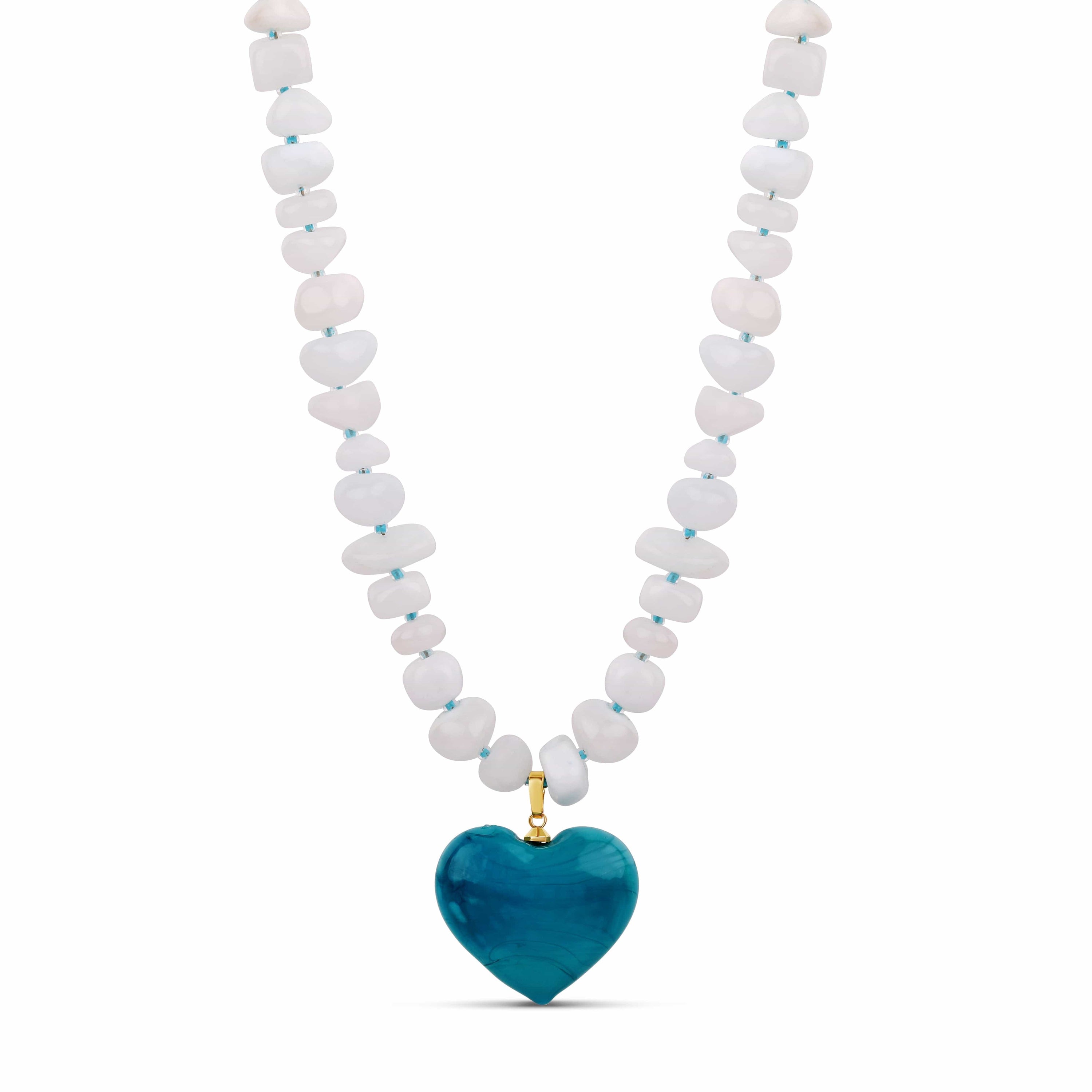 Hannah B by Hannah Bender Ocean Blue Heart Pendant Necklace - Murano Glass Heart Necklace