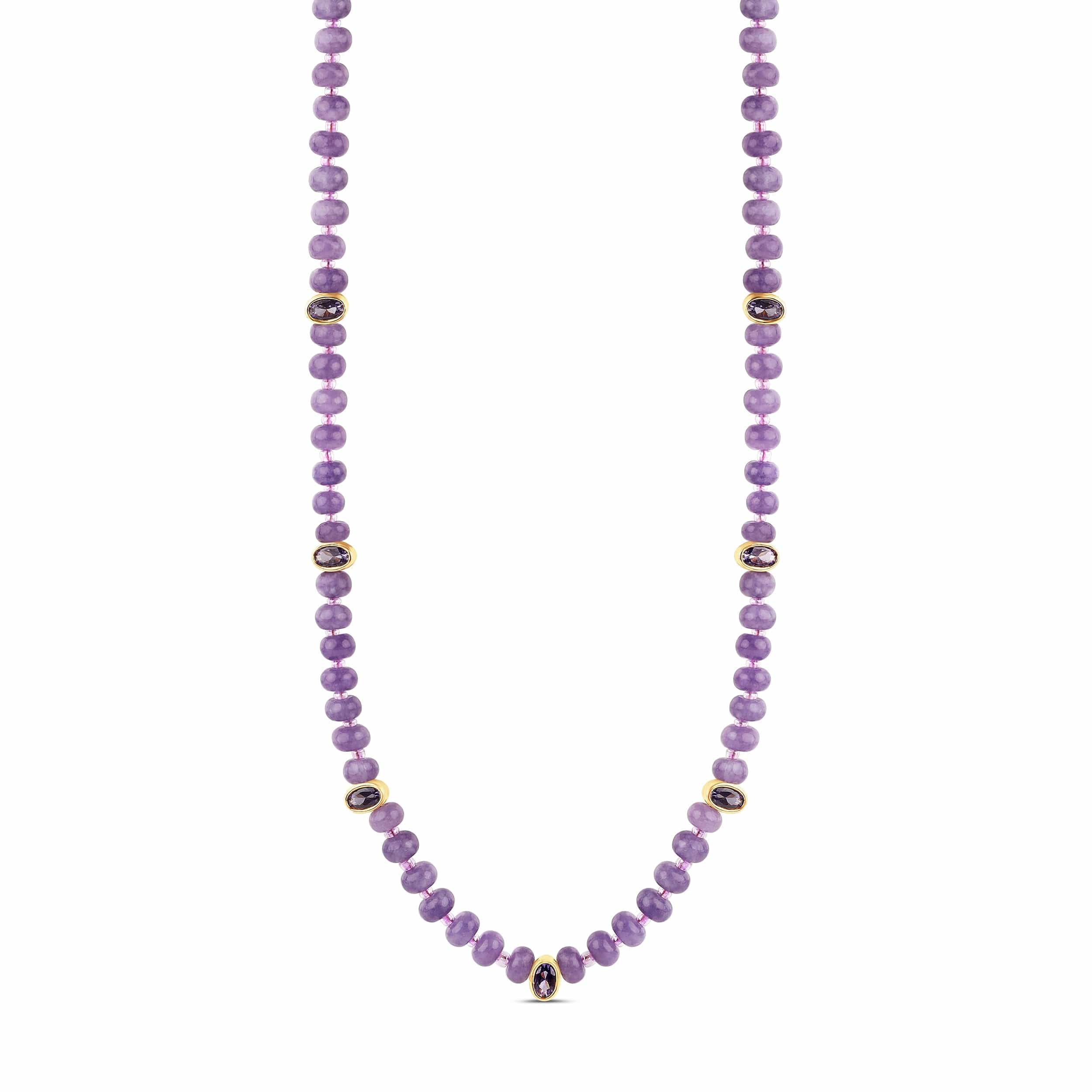 Lavender Amethyst Bead Necklace with Faceted Gem Accents