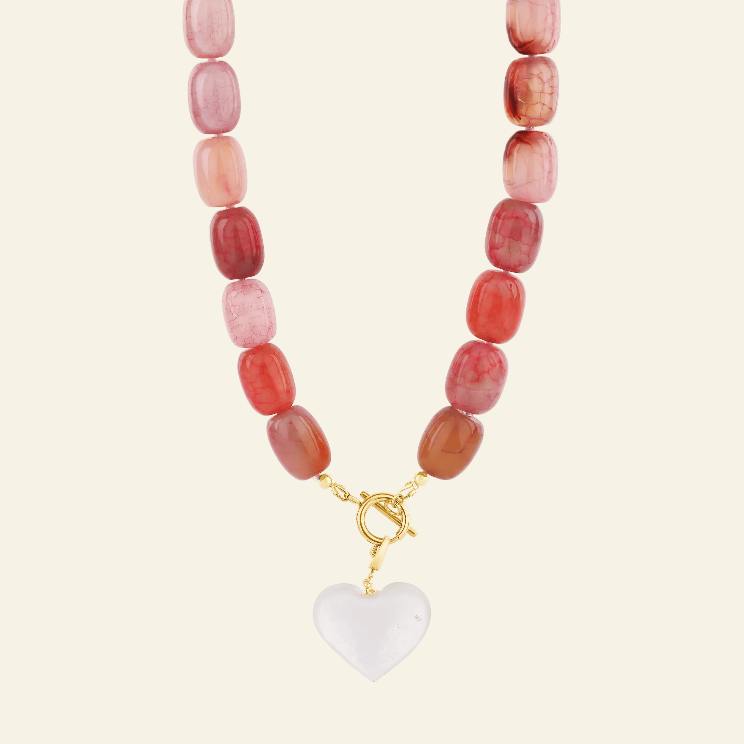 Pink Removable Crystal Heart Necklace