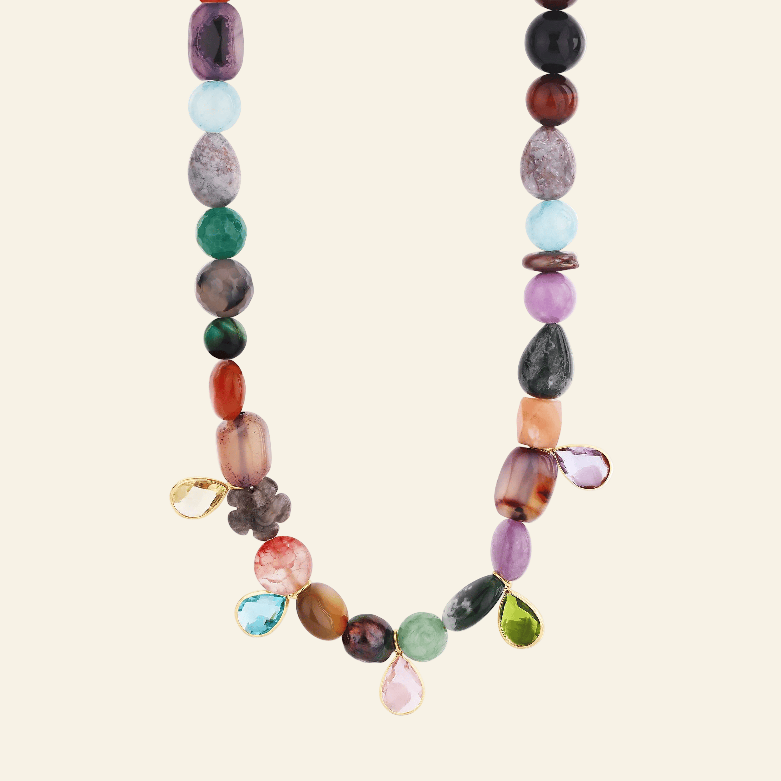 Rainbow Gemstone & Crystal Drop Necklace