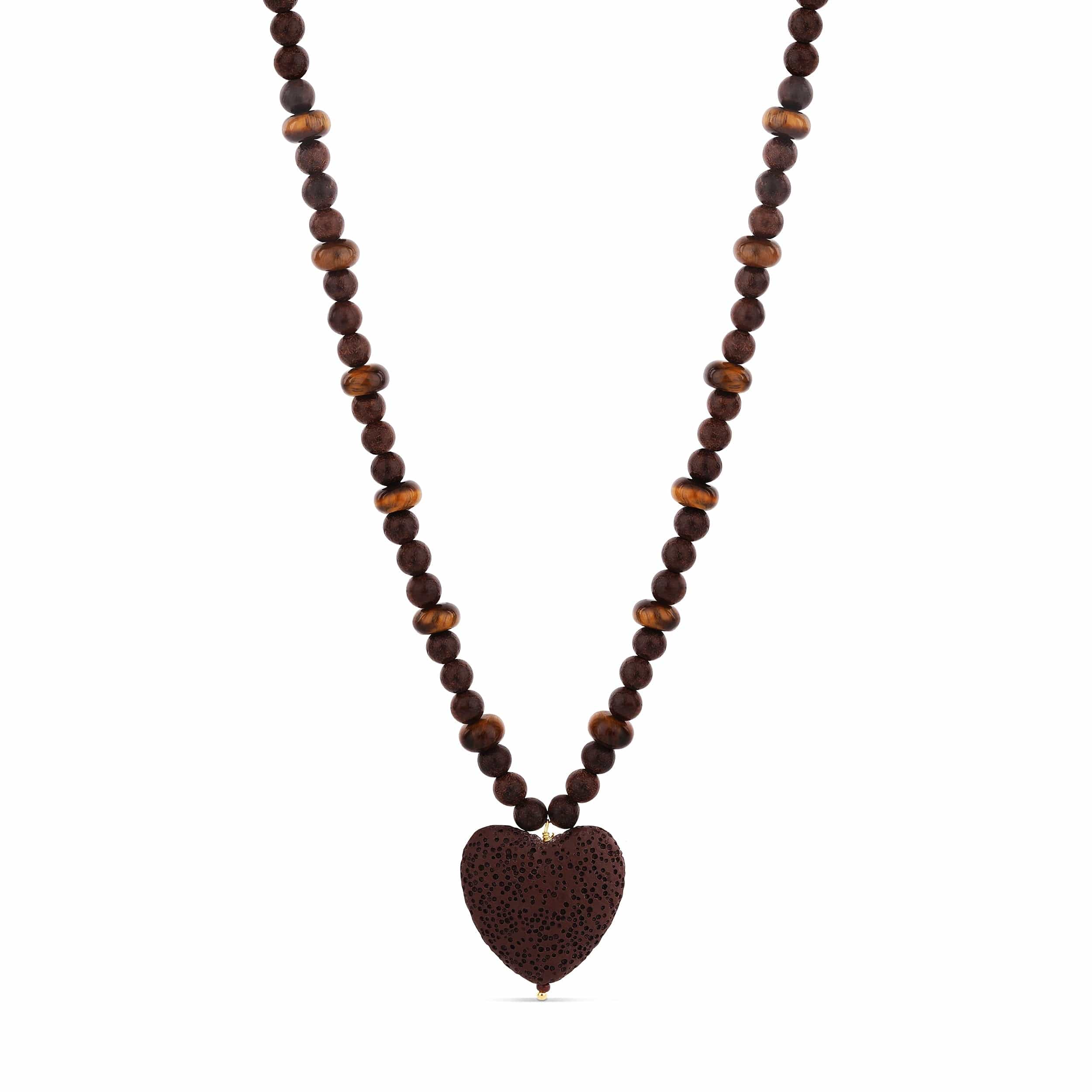 Lava Stone & Tiger’s Eye Heart Necklace