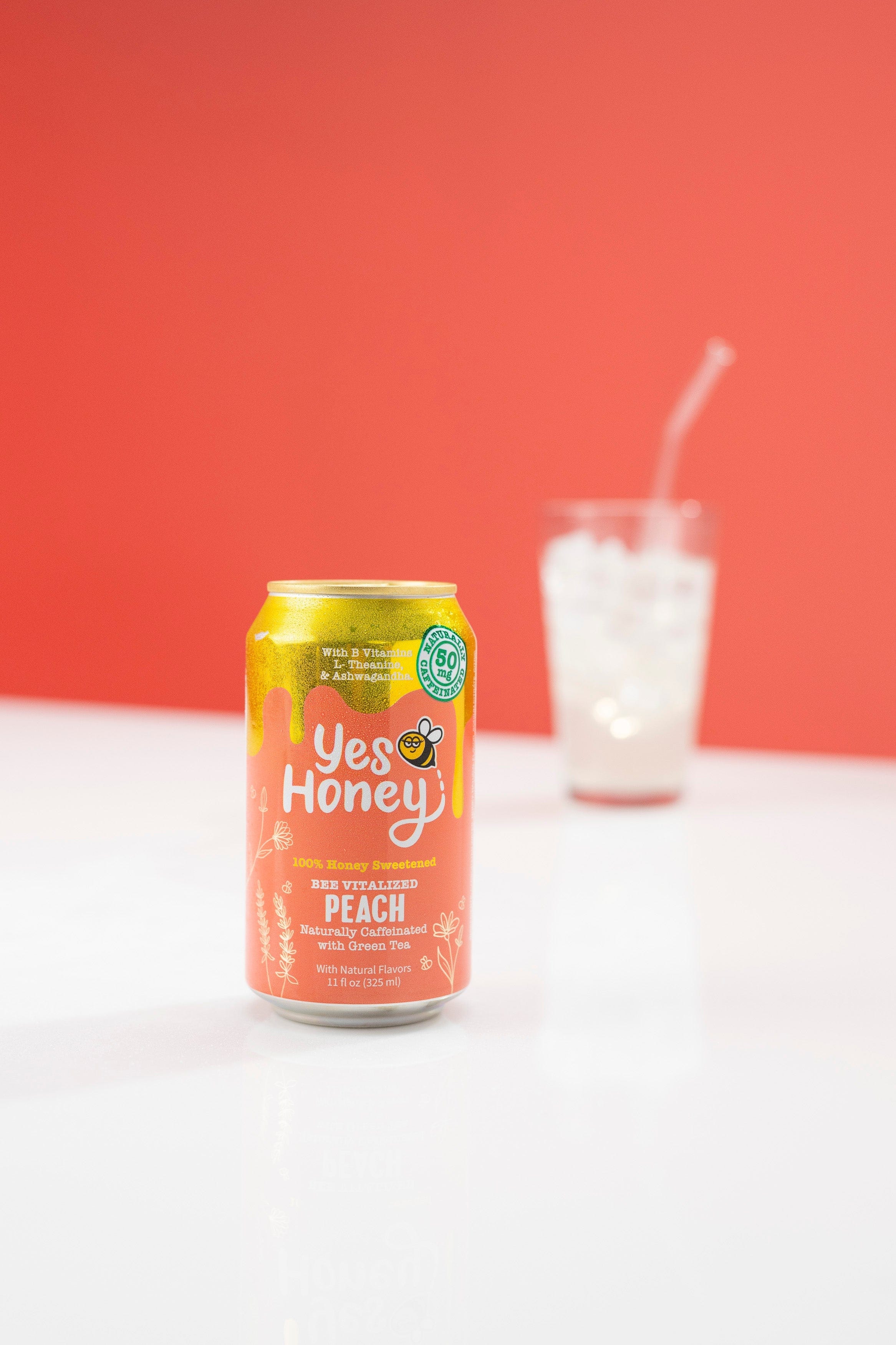 Yes Honey Drink Bee Vitalized Sparkling Honey Sweetened Peach Tea