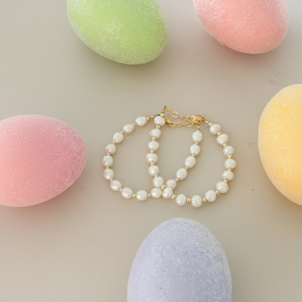 Freshwater Pearl Bracelet with Gold Beads