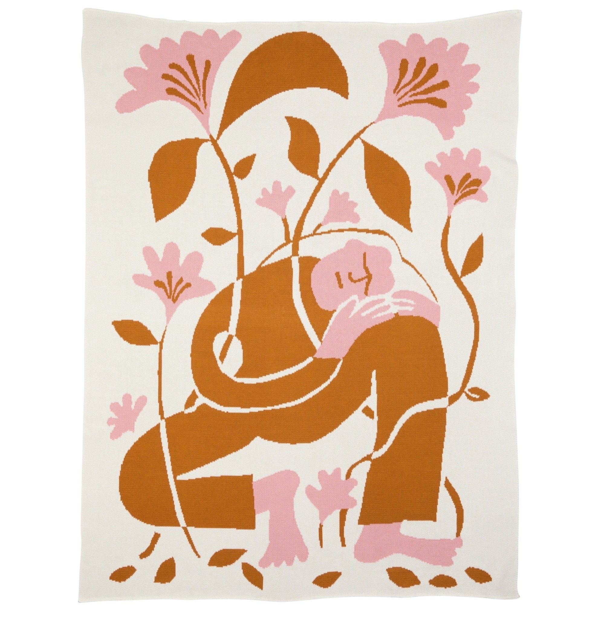 Biquette Throw Blanket Hibiscus in Egyptian Cotton Grow Throw Blanket