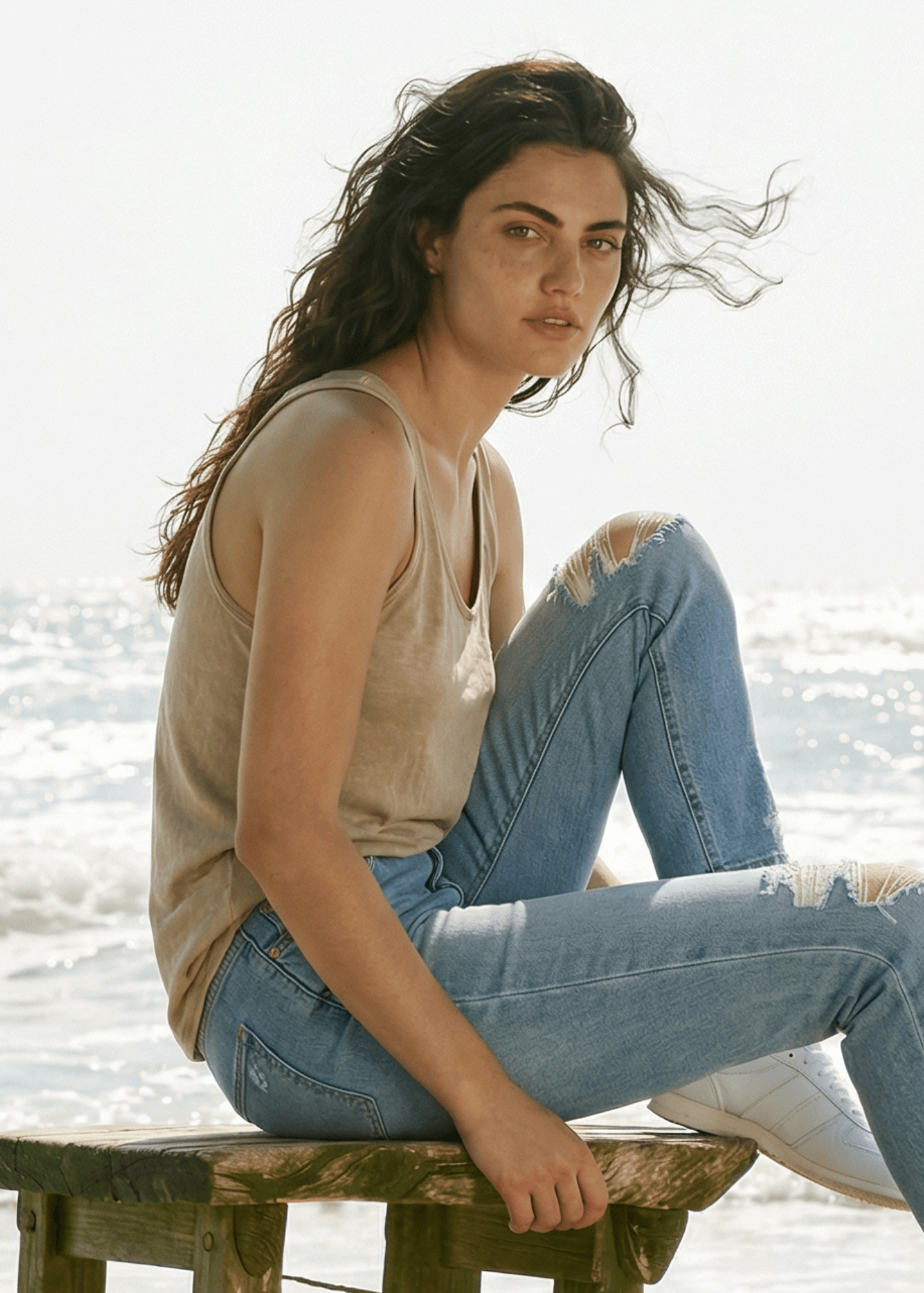 Crazy Cozy Cool Sleeveless Tops and Tanks Tampa Bay Top Layer Tank Top in Stone