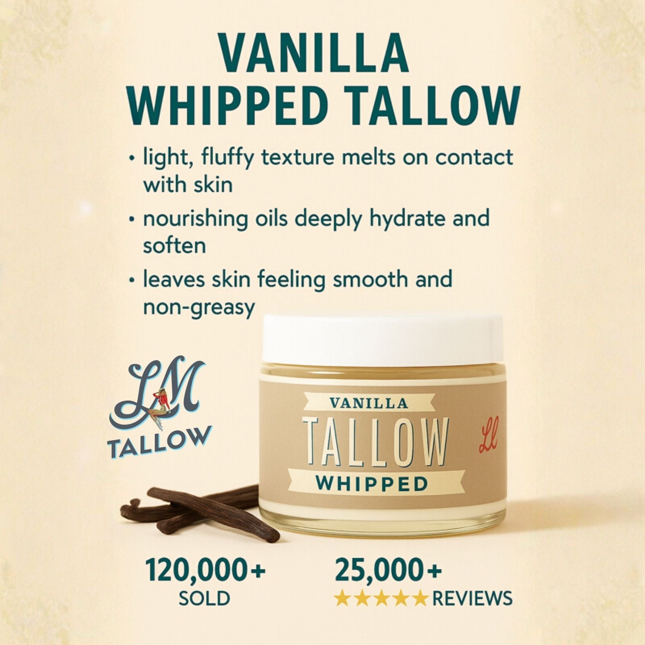 Whipped Tallow Trio - 9oz - Lavender, Vanilla, Eucalyptus Premium Quality All Natural Gift Box by The Lady May