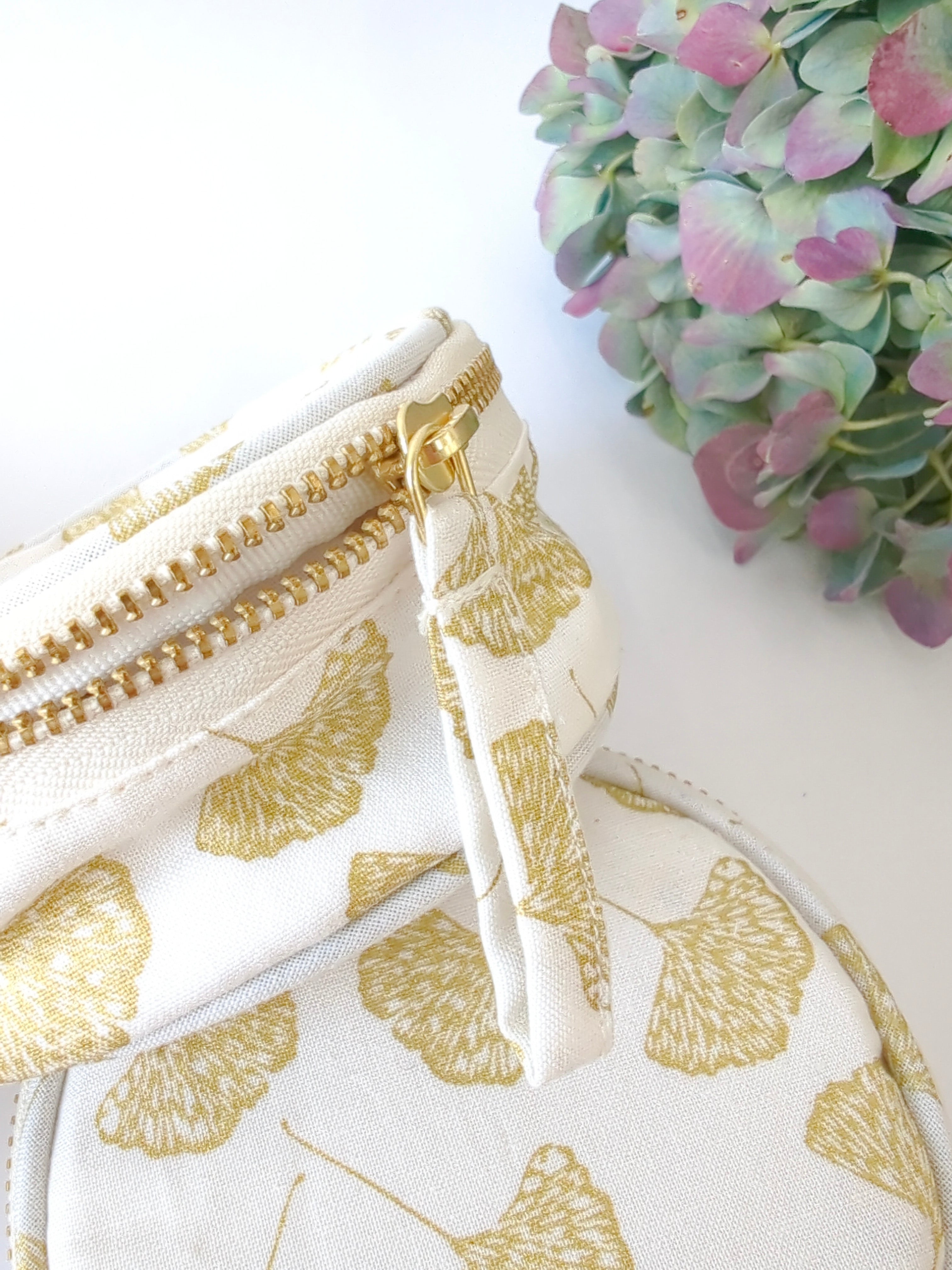 Gold Ginkgo Jewelry Pouch - My American Goods