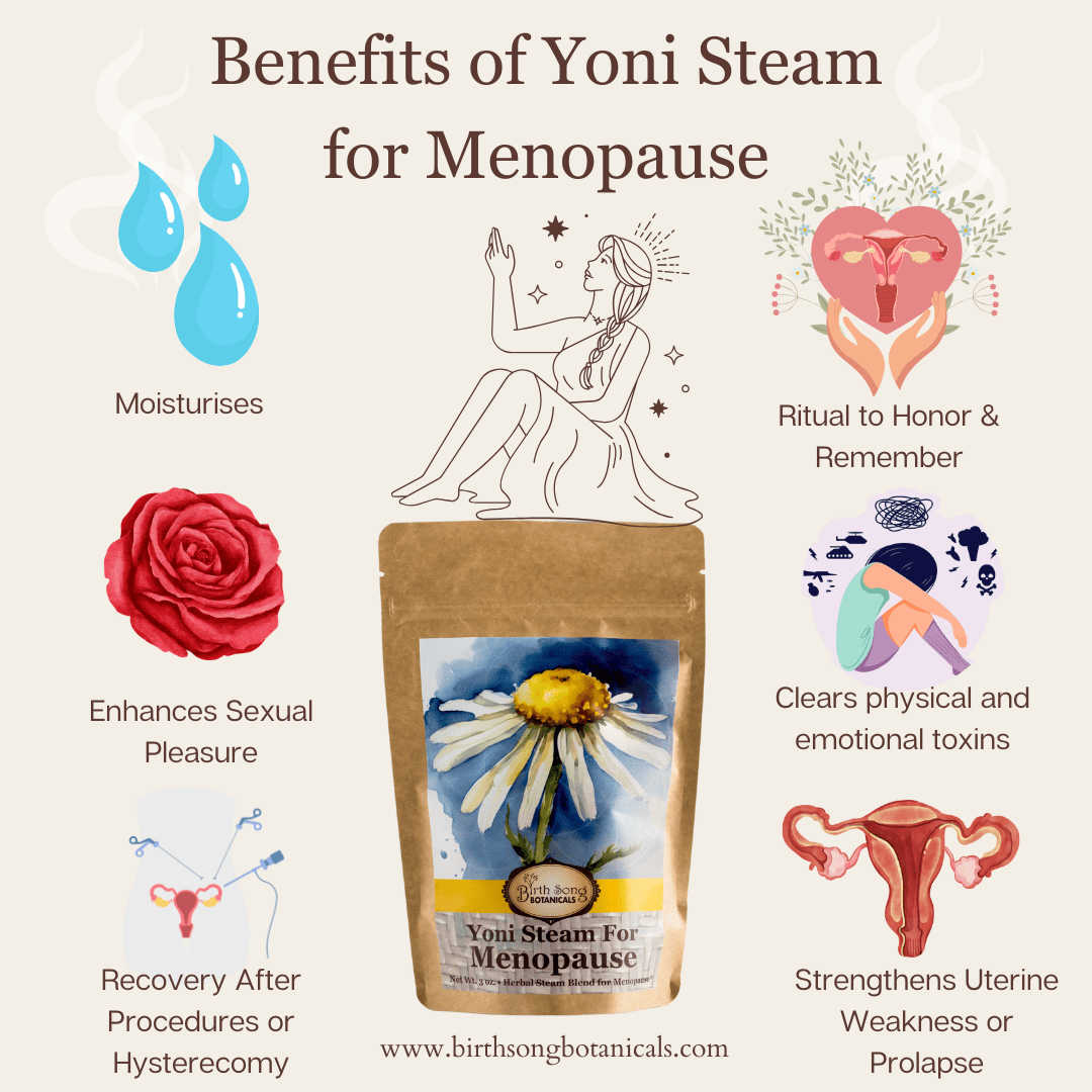 Birth Song Botanicals Co. Yoni steam Yoni Steam for Menopause and Perimenopausal Women to Support Uterine Care* Vaginal Steaming Herbs for Wise Women* Organic Herbal V Steam 3oz