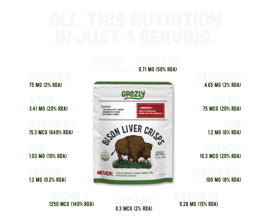 Grazly Bison Crisp Bison Liver Crisps - 100% Grass-Fed/Finished