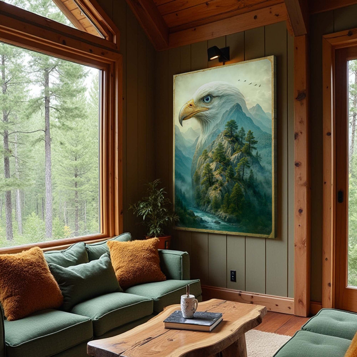 Tailored Canvases Canvas Eagle Over The Canyon Double Exposure Wall Art