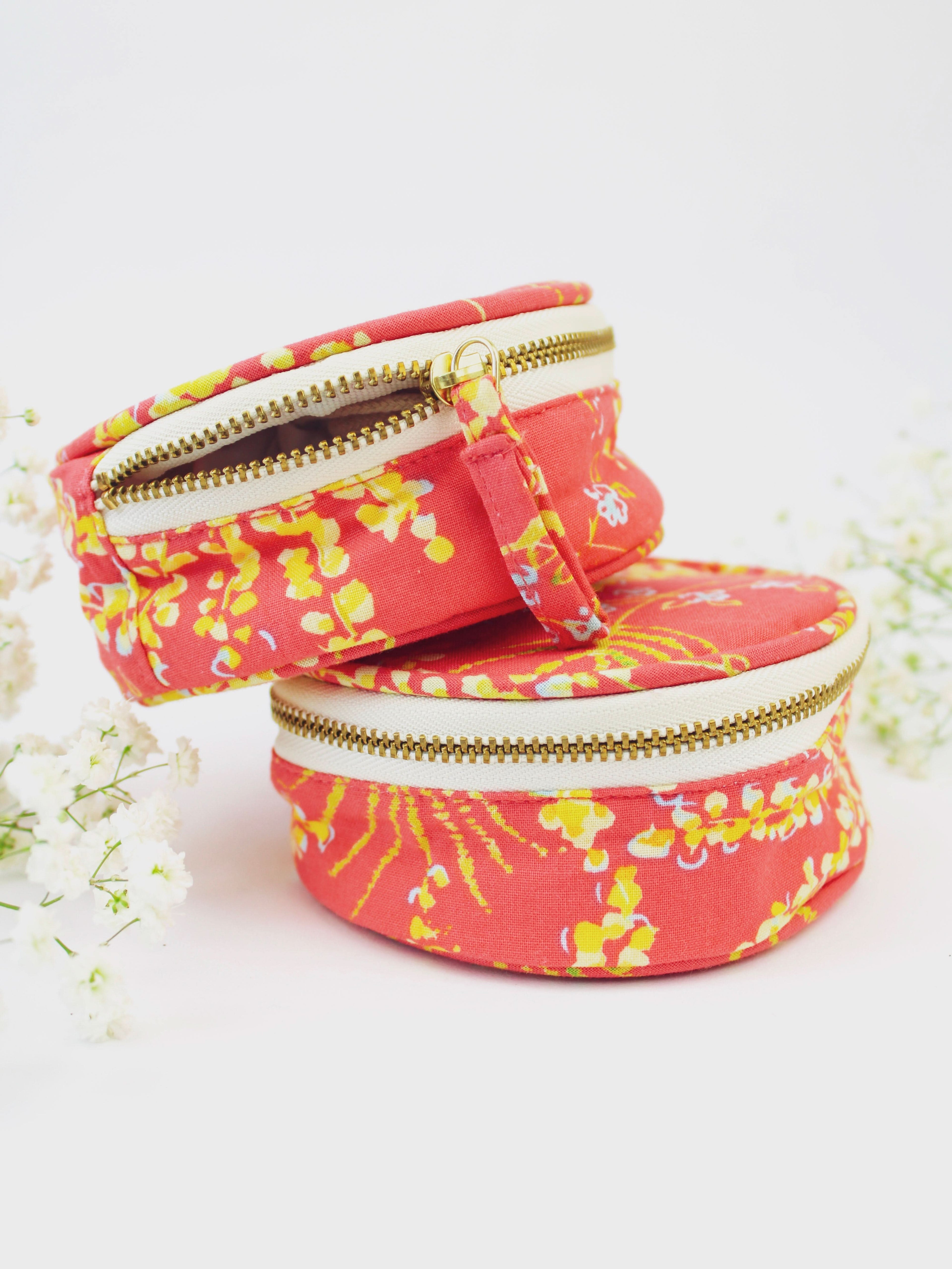 Coral Meadow Flowers Jewelry Pouch - My American Goods