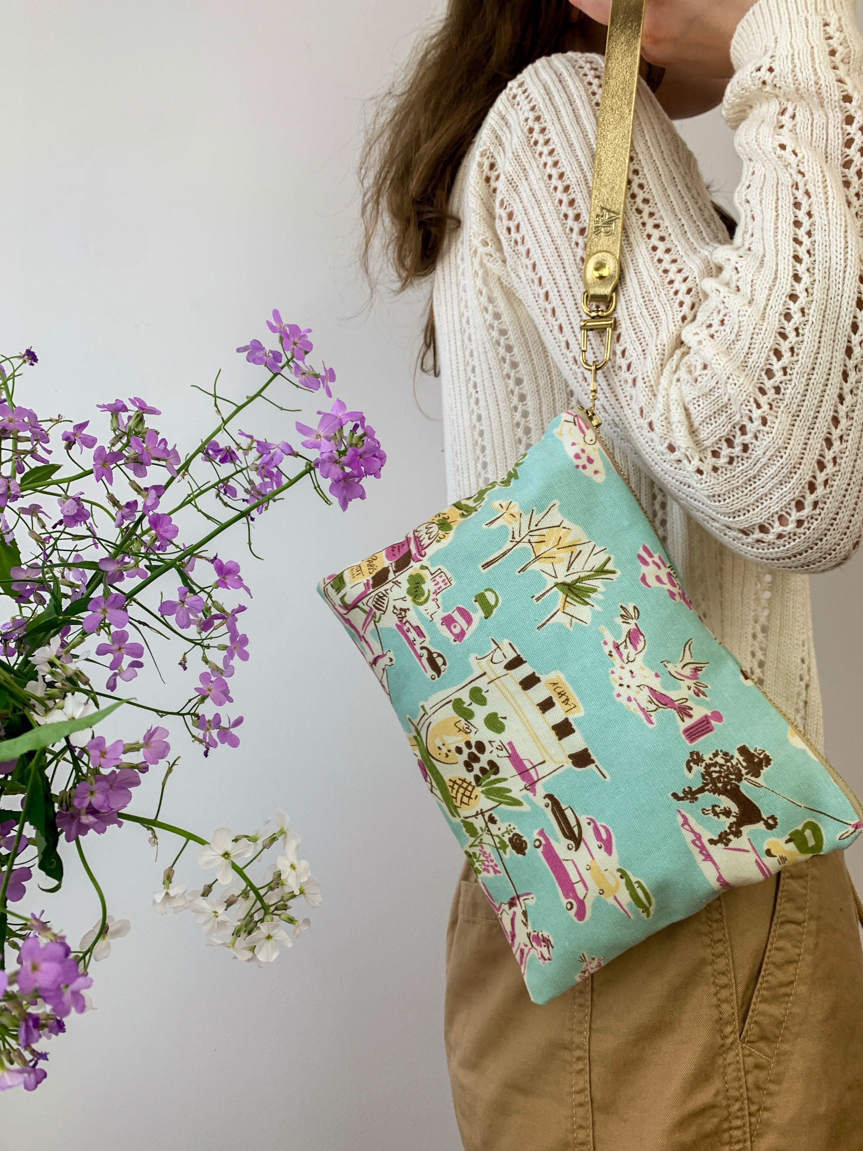 Summertime in Paris Wristlet Aqua - My American Goods