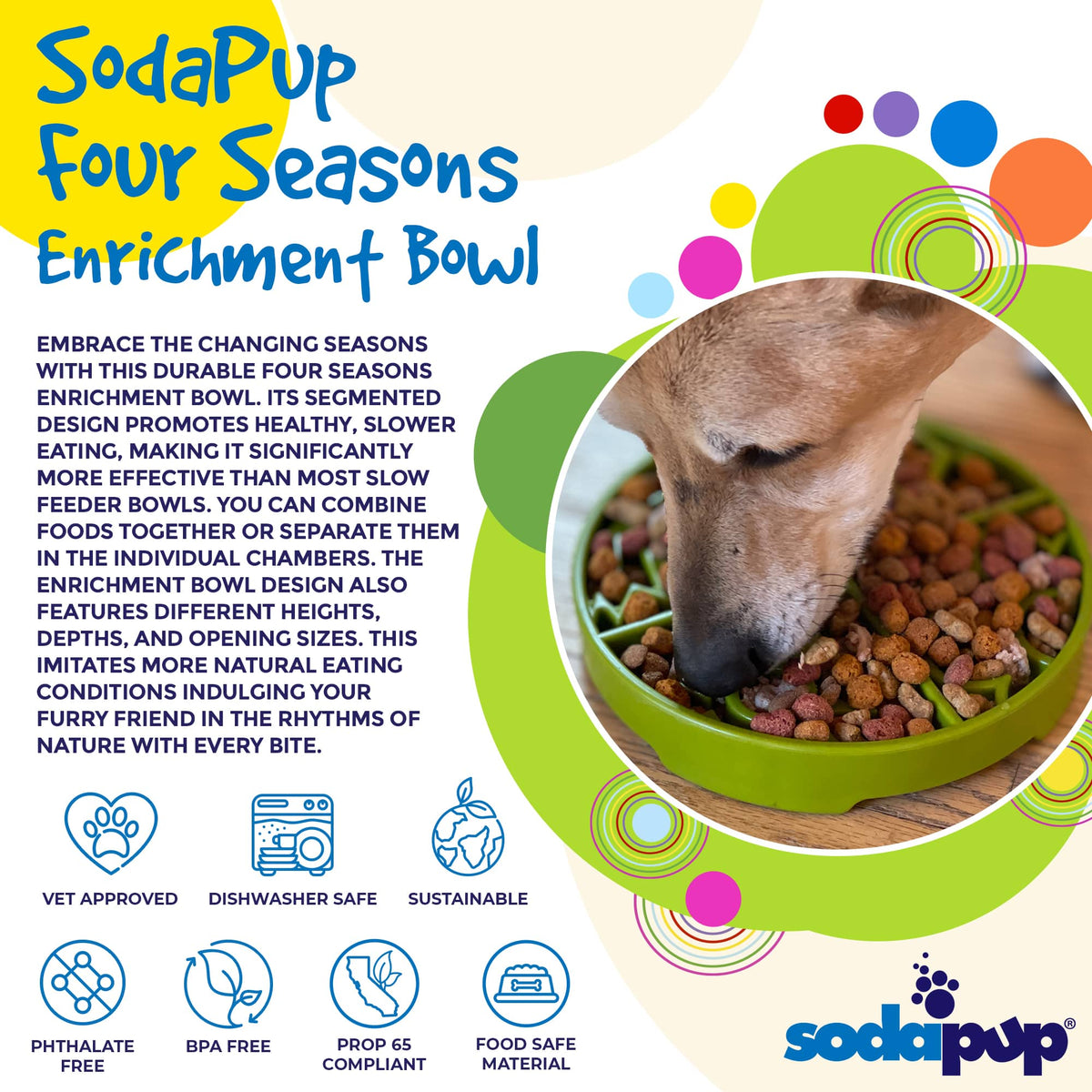Four Seasons eTray - Shallow Slow Feeder Dog Bowl for Enrichment | USA Made
