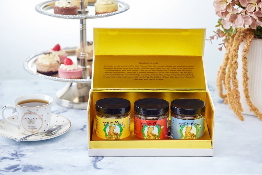 3-Flavor Honey Tea Mini Assortment – Organic Wellness Gift Set (3 x 3 oz) - My American Goods