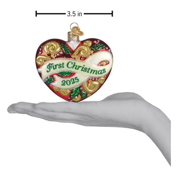 Old World Christmas 3.5 X 3.5 X 1.5 / 30072 2025 First Christmas Heart Ornament
