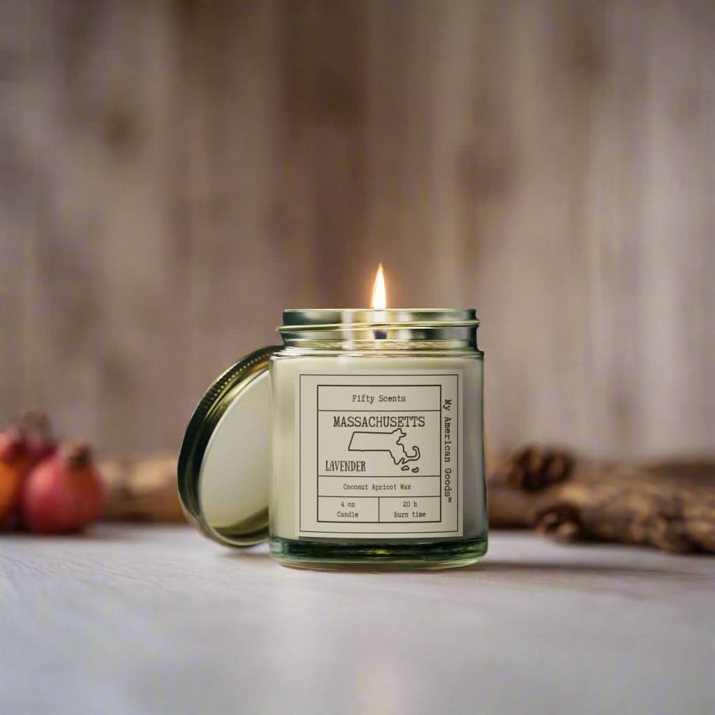 Massachusetts - Lavender Scented Candle - Coconut Apricot Wax - My American Goods