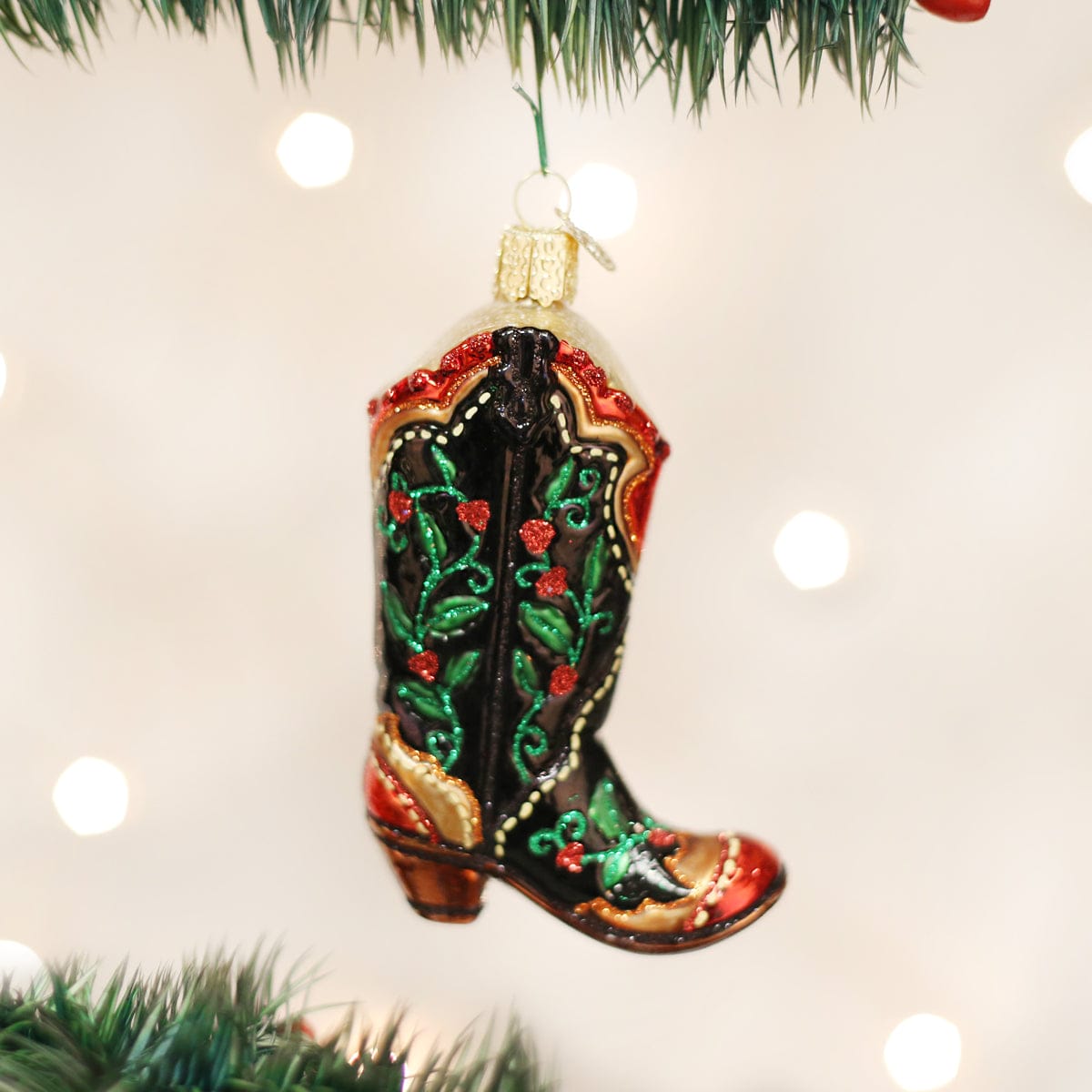 Old World Christmas 4 X 3 X 1.25 / 32161 Holly Berry Cowboy Boot