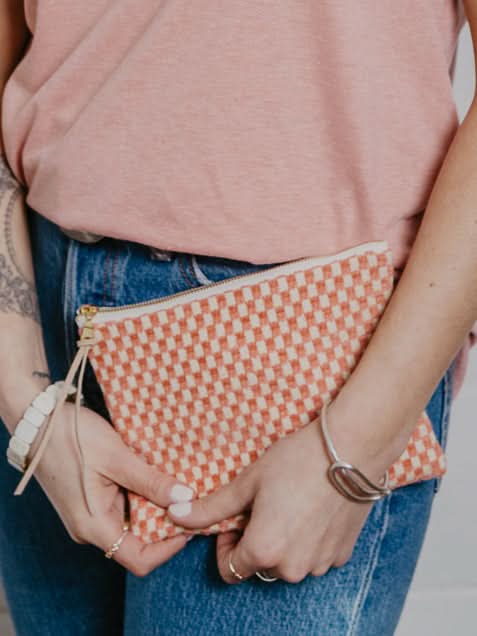 Amelia Pink Checks Purse - My American Goods
