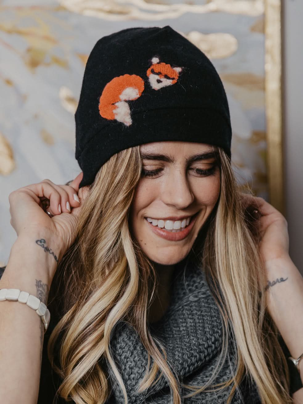 Sleeping Fox Cashmere Hat - Adult/Big Kid - My American Goods