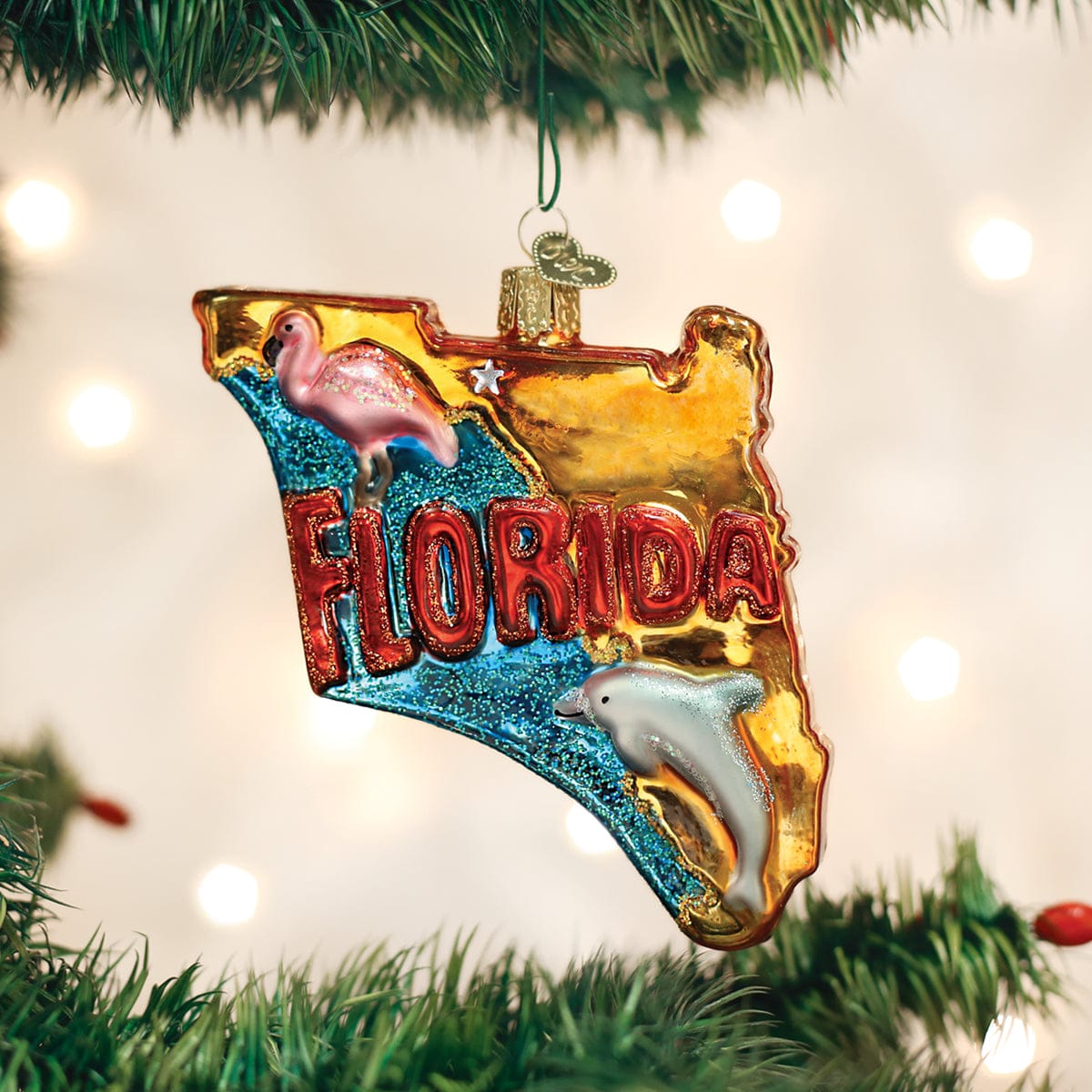 Old World Christmas 4 X 4 X 1 / 36198 State Of Florida Ornament
