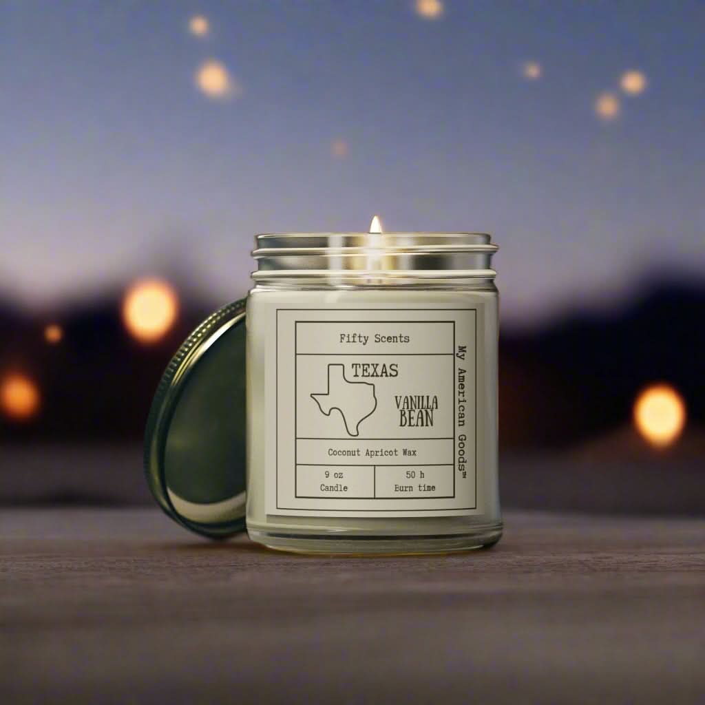 Texas - Vanilla Bean Scented Candle - Coconut Apricot Wax - My American Goods
