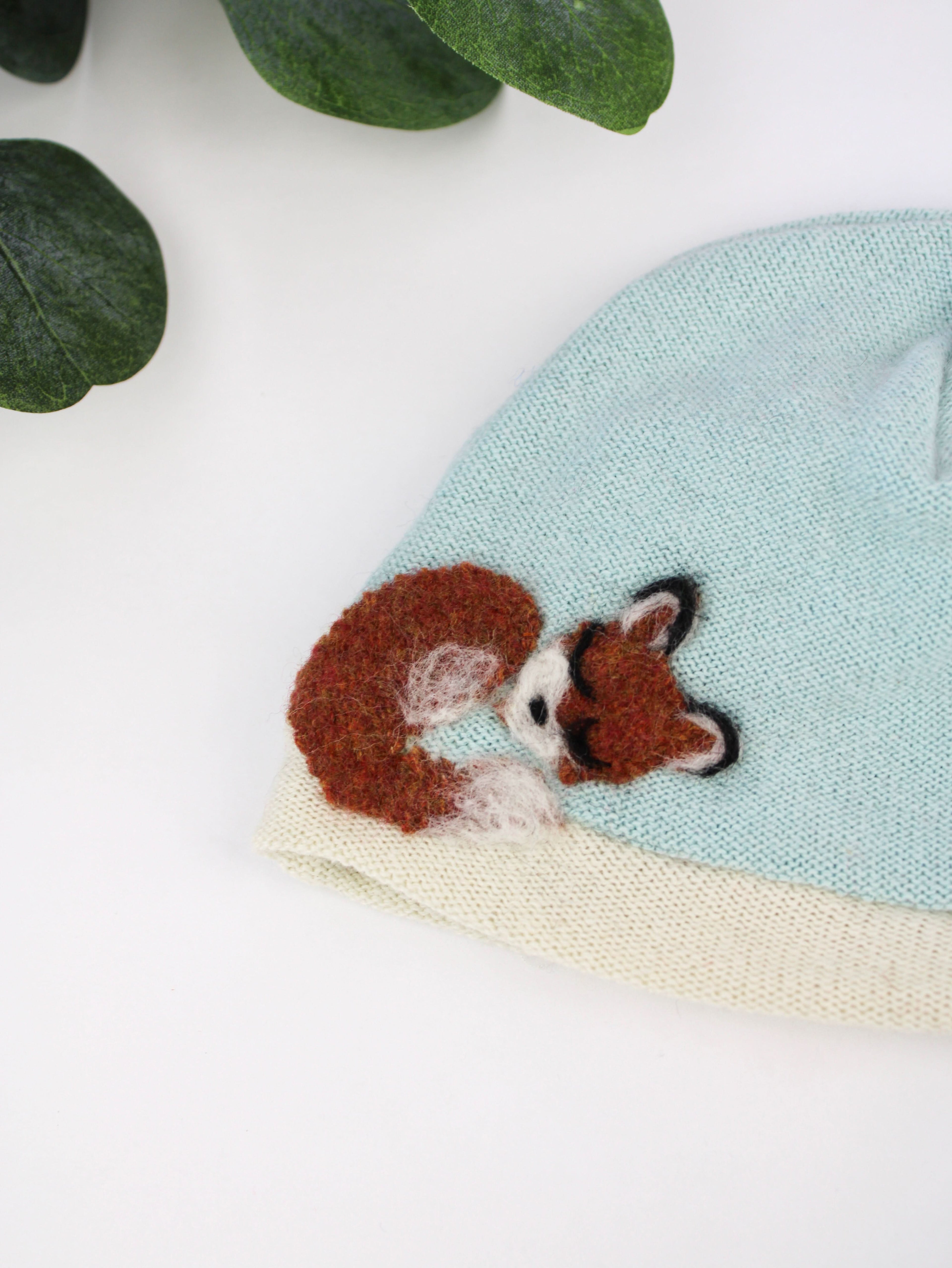 Sleeping Fox Cashmere Hat - Newborn - My American Goods