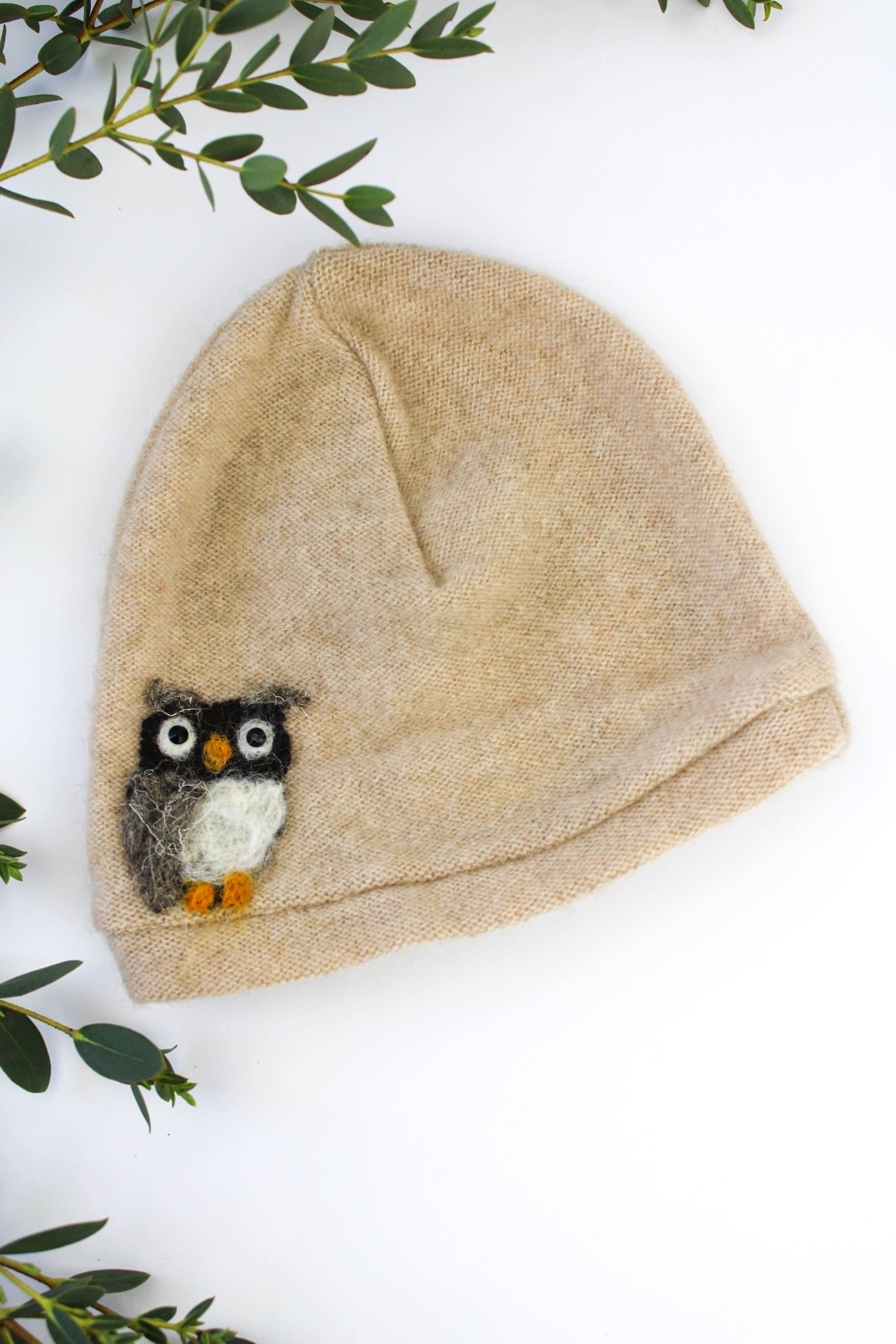 Ash & Rose hat Tan Owl Cashmere Hat - Baby