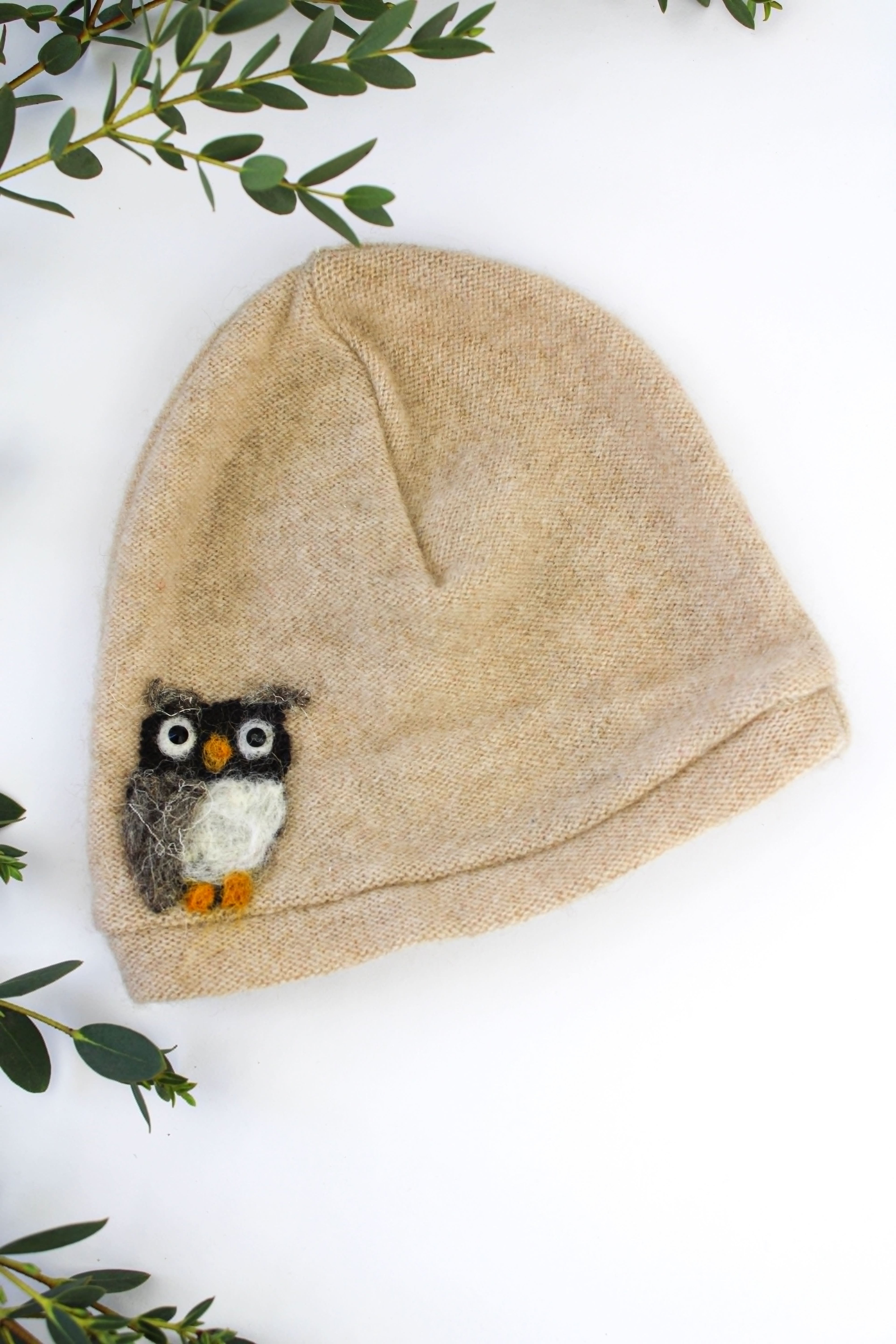 Ash & Rose hat Tan Owl Cashmere Hat - Baby