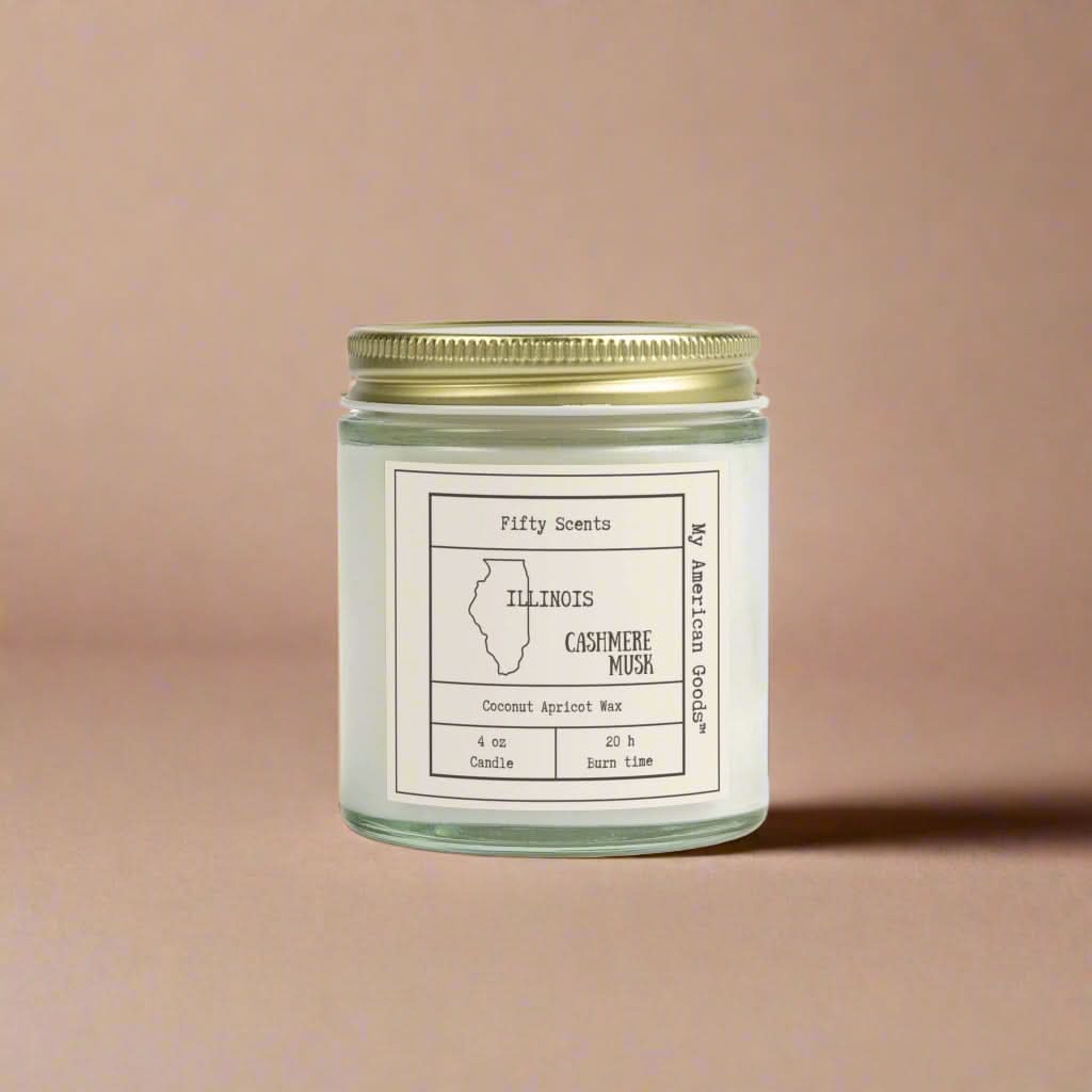 Illinois - Coconut Apricot Scented Candle | Cashmere Musk Aroma | Home Fragrance - My American Goods