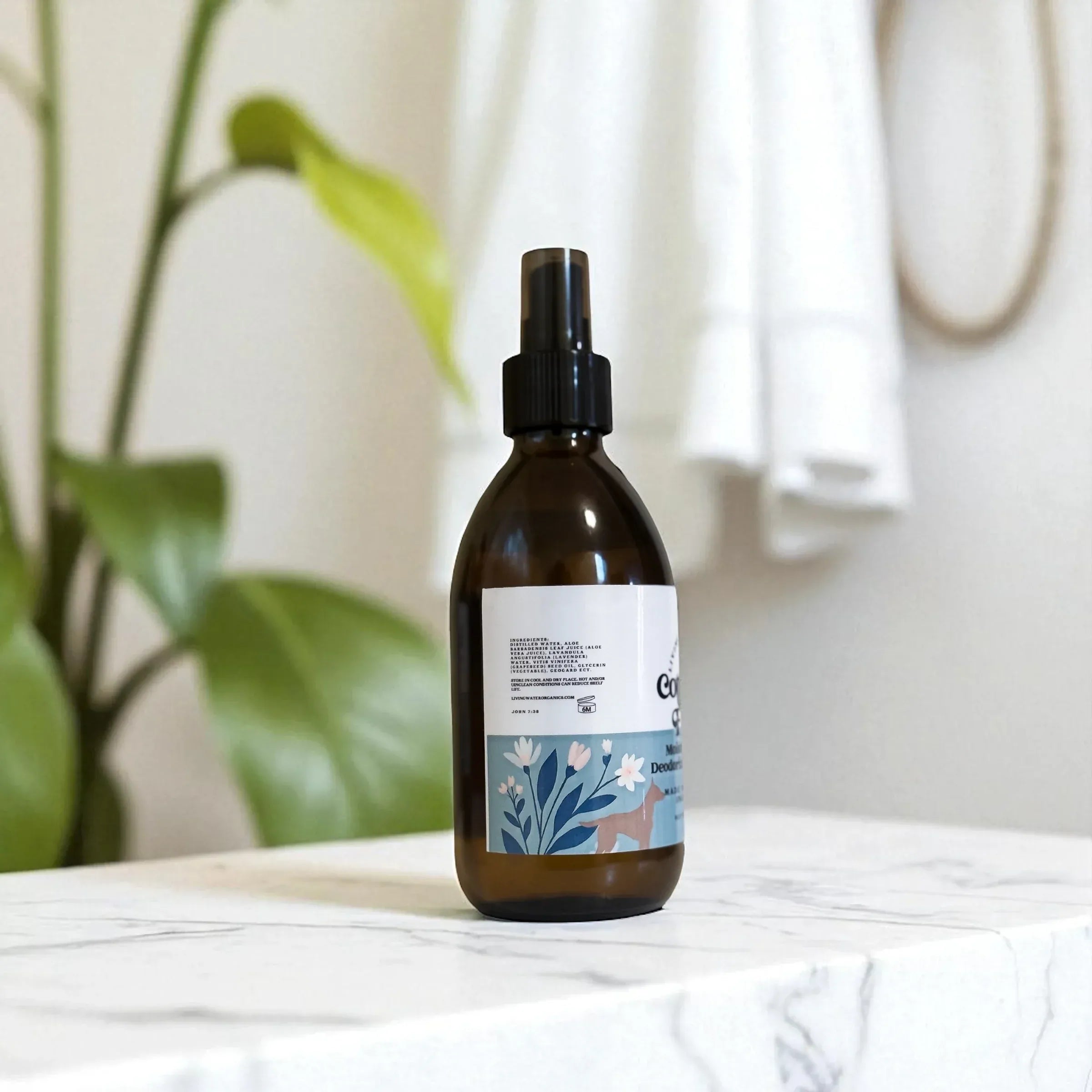 Living Water Organics Dog Spray Cottage Fresh Deodorizing & Moisturizing Dog Spray