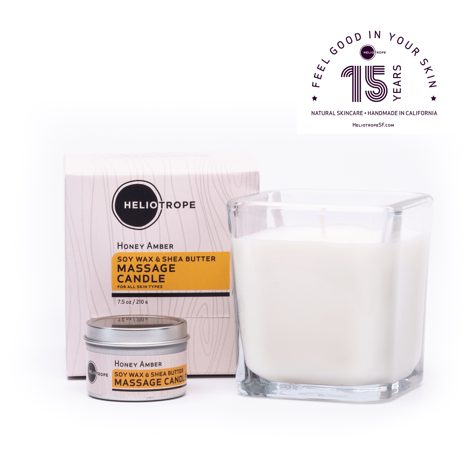 Heliotrope SF Candle Honey Amber Soy Wax & Shea Butter Massage Candles - New Scent