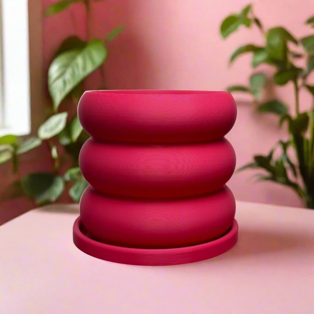 Rosebud HomeGoods Pots & Planters Pink / Without Drip Tray / 4 Inch Bubble Planter/ Donut Planter with Drainage