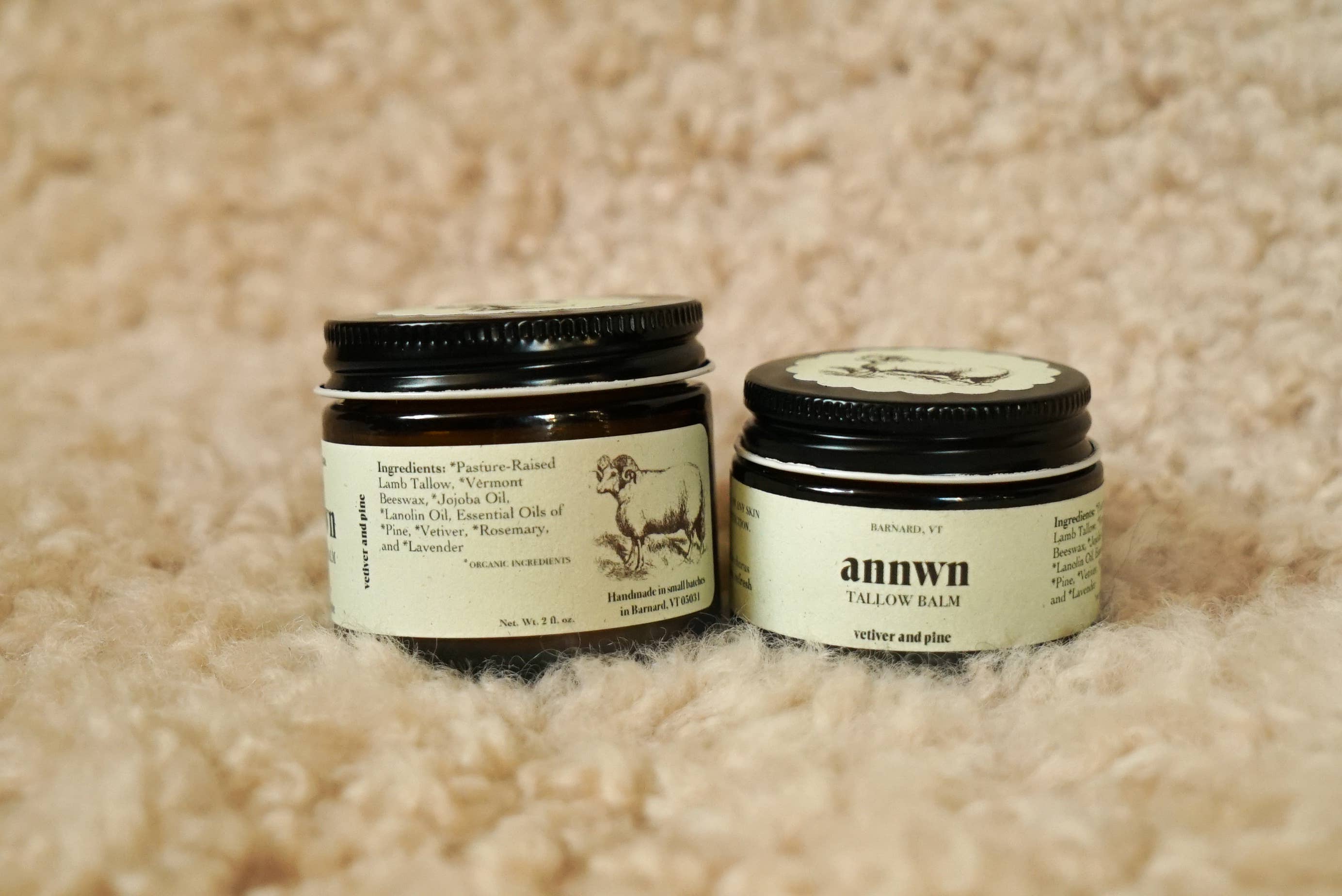 Annwn Lotion & Moisturizer 1oz Vetiver & Pine Lamb Tallow Balm