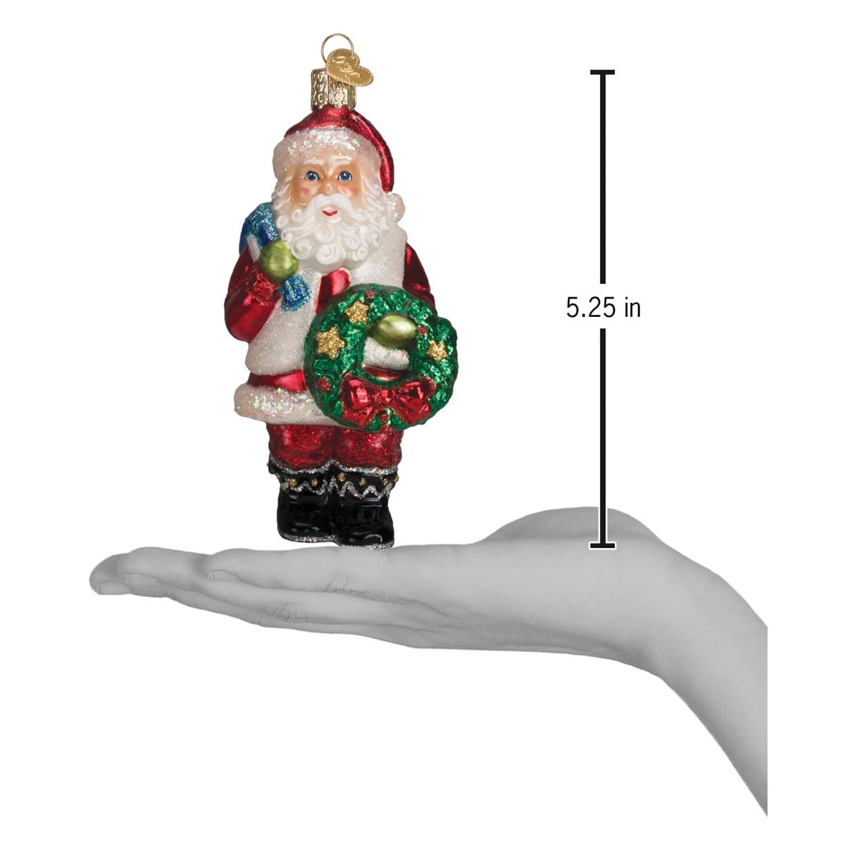 Old World Christmas 5.25 X 2.25 X 2.5 / 40279 Santa With Wreath Ornament