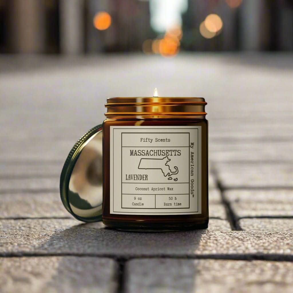 Massachusetts - Lavender Scented Candle - Coconut Apricot Wax - My American Goods