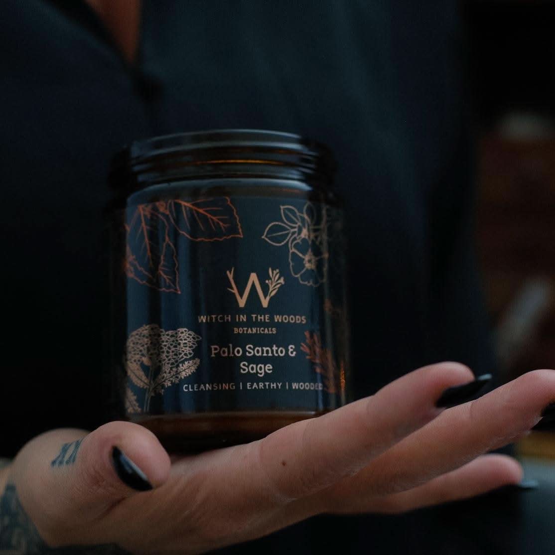 Witch in the Woods Botanicals Candle Palo Santo & Sage Soy Candle Palo Santo + Sage Candle | 7.2 oz