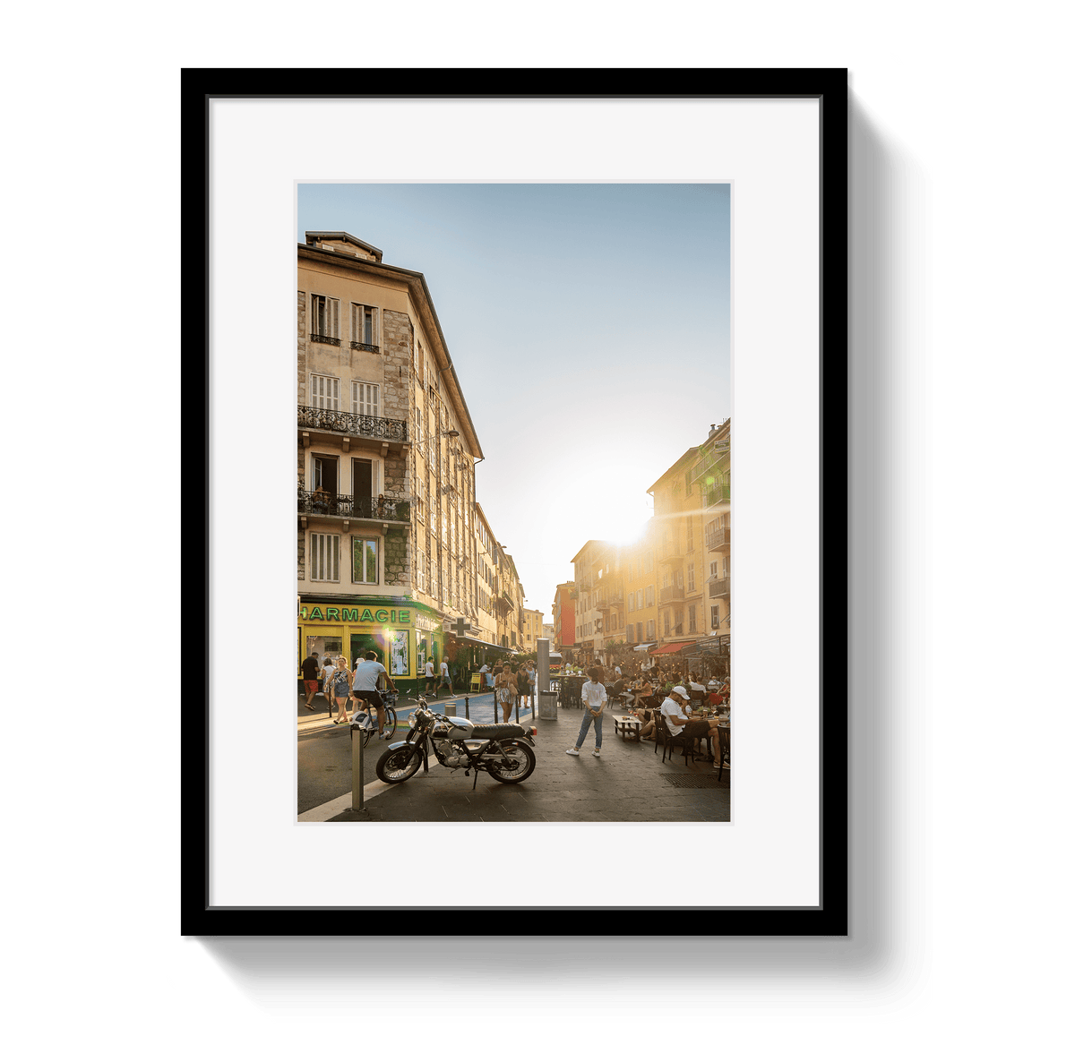 Johnny Vacay Black / 11x14 / Border Sunset in Nice