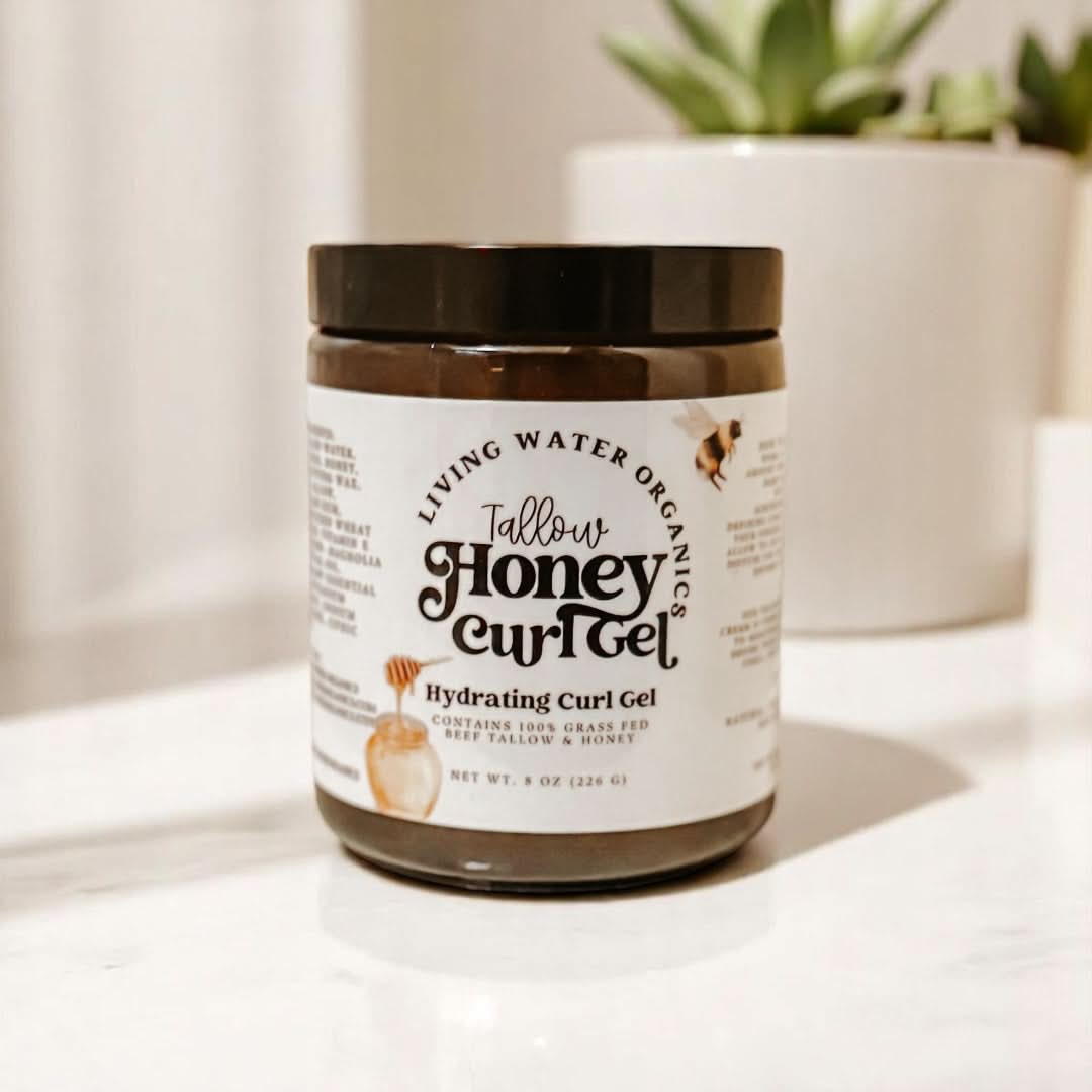 Living Water Organics 16 oz Tallow Honey Curl Gel (Strong Hold)