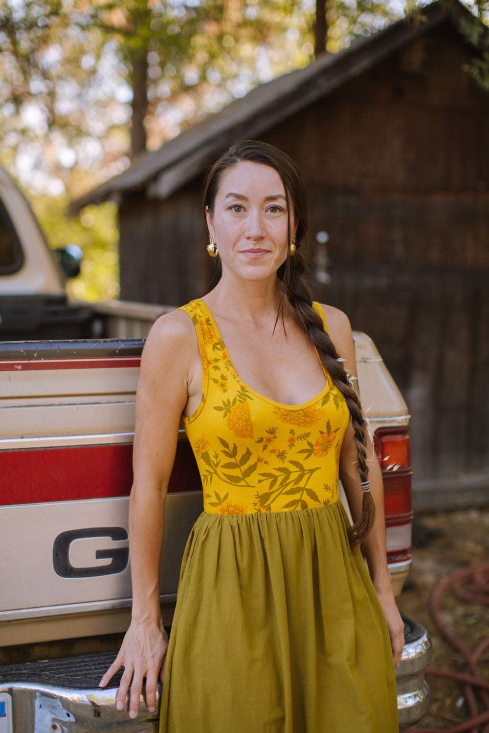 Field Day Dress XS Josephine Dress in Pea Soup Marigold