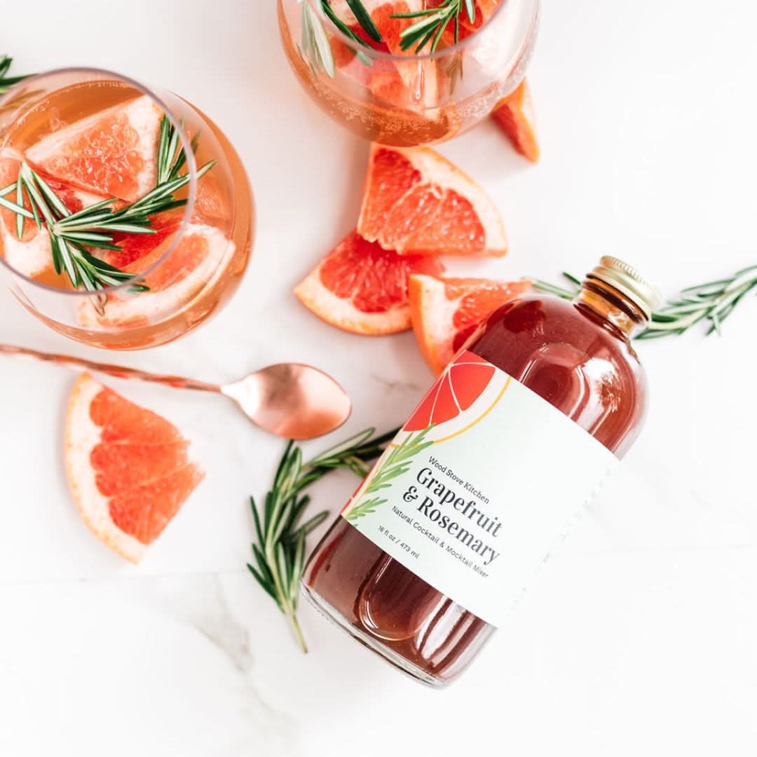 Wood Stove Kitchen Cocktail and Drink Mixers Grapefruit & Rosemary Mixer, 16 fl oz