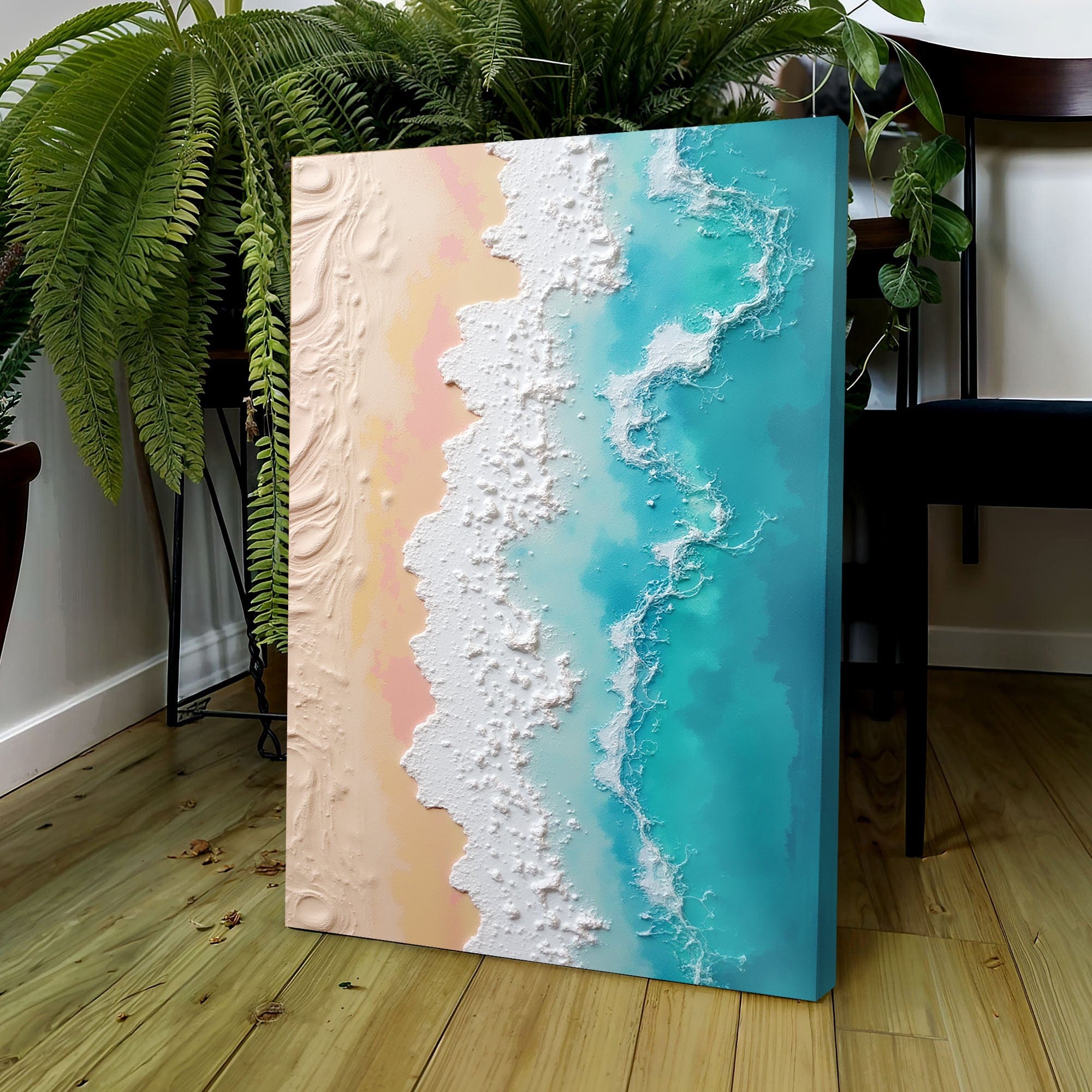 Tailored Canvases Canvas 3D Minimalist Pink and Blue Ocean Wall Art