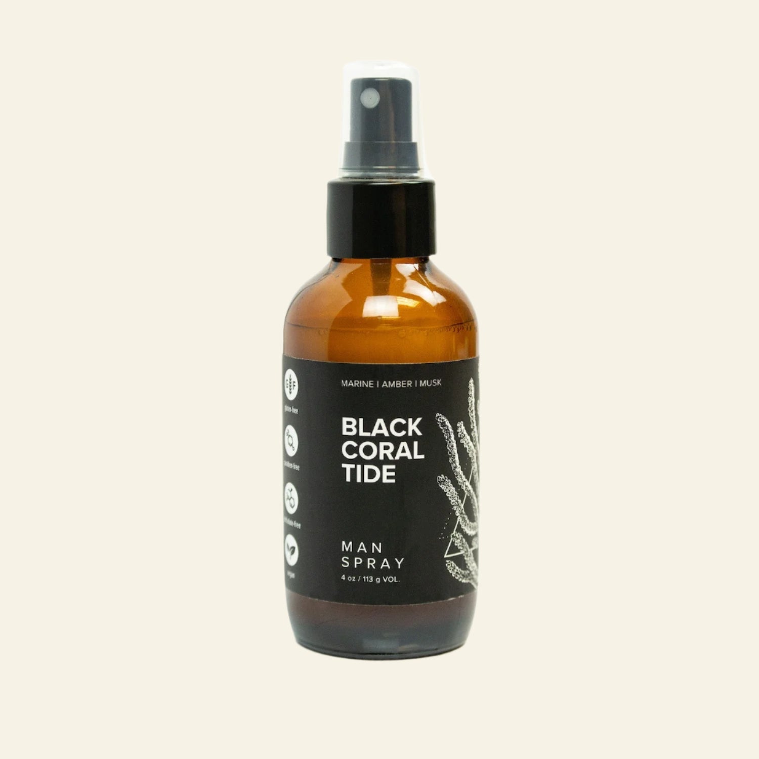 Brown spray bottle labeled &